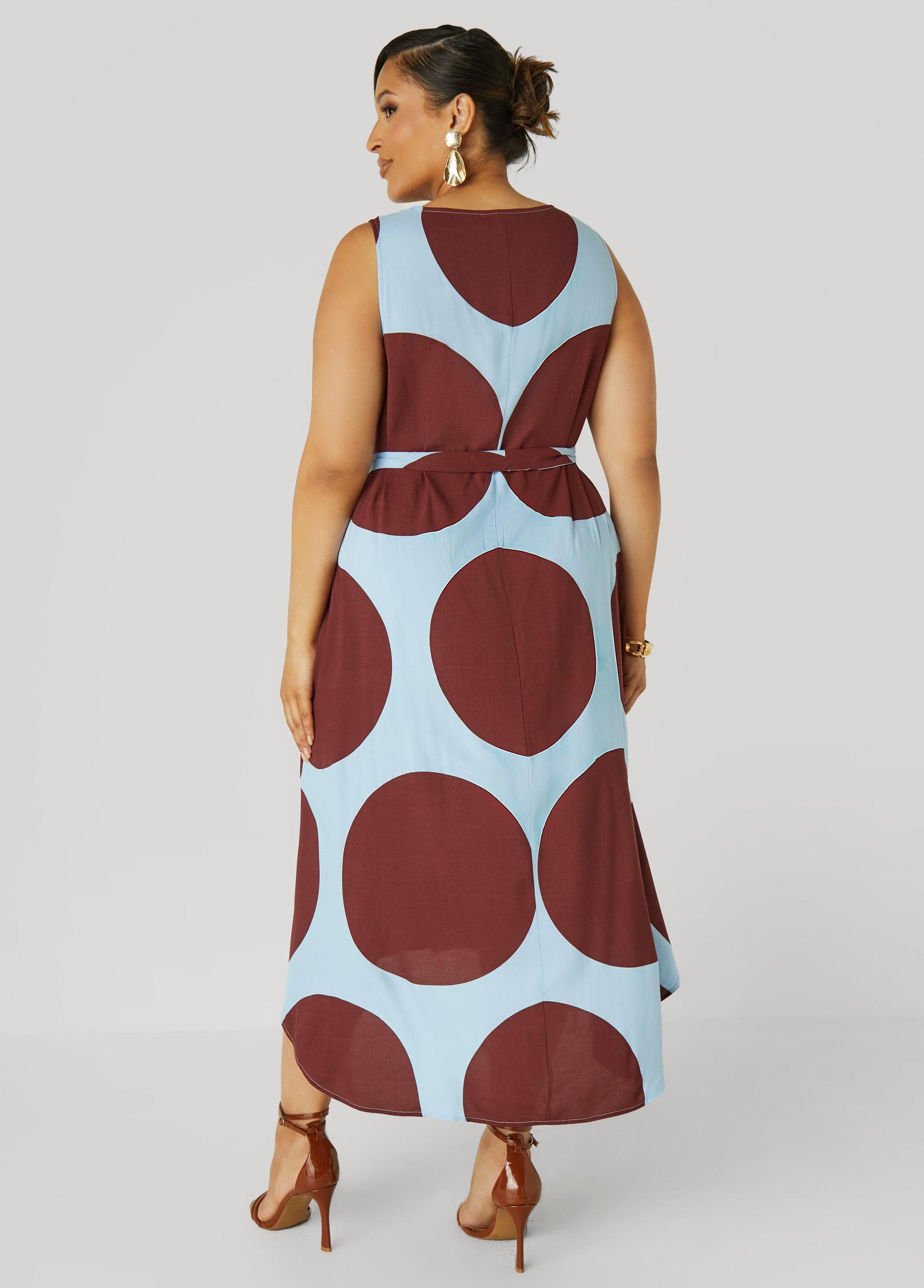Belted Polka Dot Midi Dress Product Image