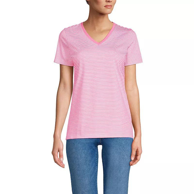 Women's Lands' End Relaxed-Fit Supima Cotton V-Neck Tee, Size: Small Tall, Blue Blossoms Product Image
