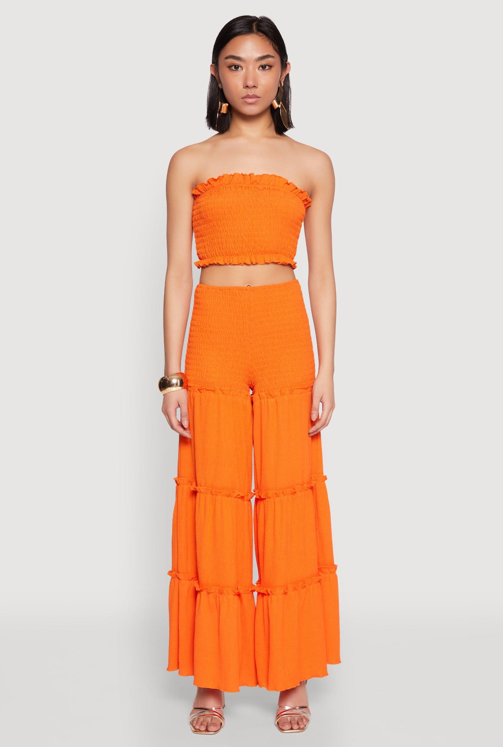 Womens Ruffle Hem Smocked Tube Top Product Image