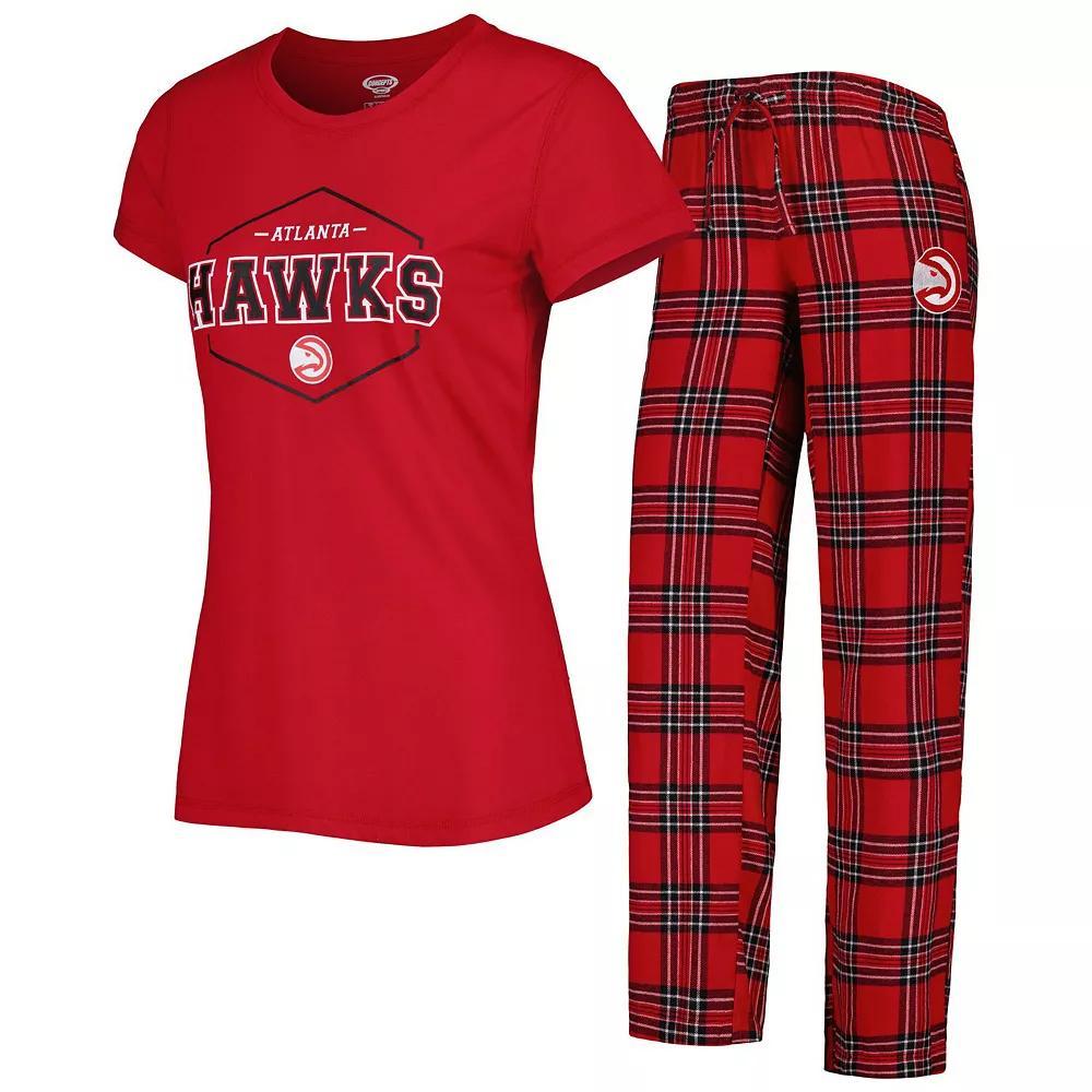 Women's Concepts Sport Red/Black Atlanta Hawks Badge T-Shirt & Pajama Pants Sleep Set, Size: XL Product Image