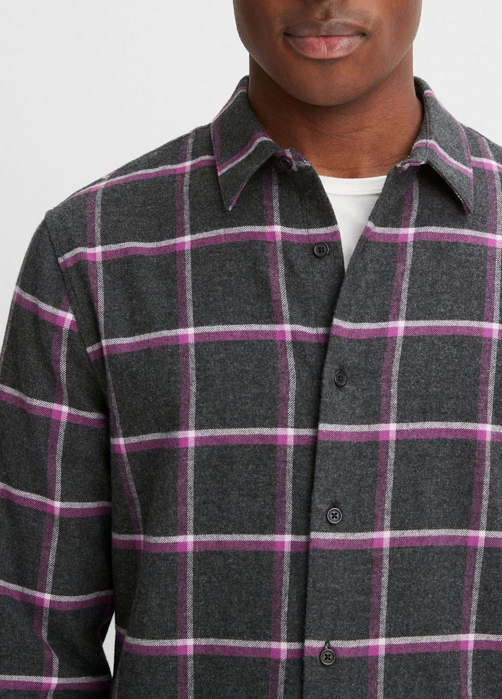 Mens Skipton Plaid Long-Sleeve Shirt, Night Storm/rust Amber, Size L Vince Product Image