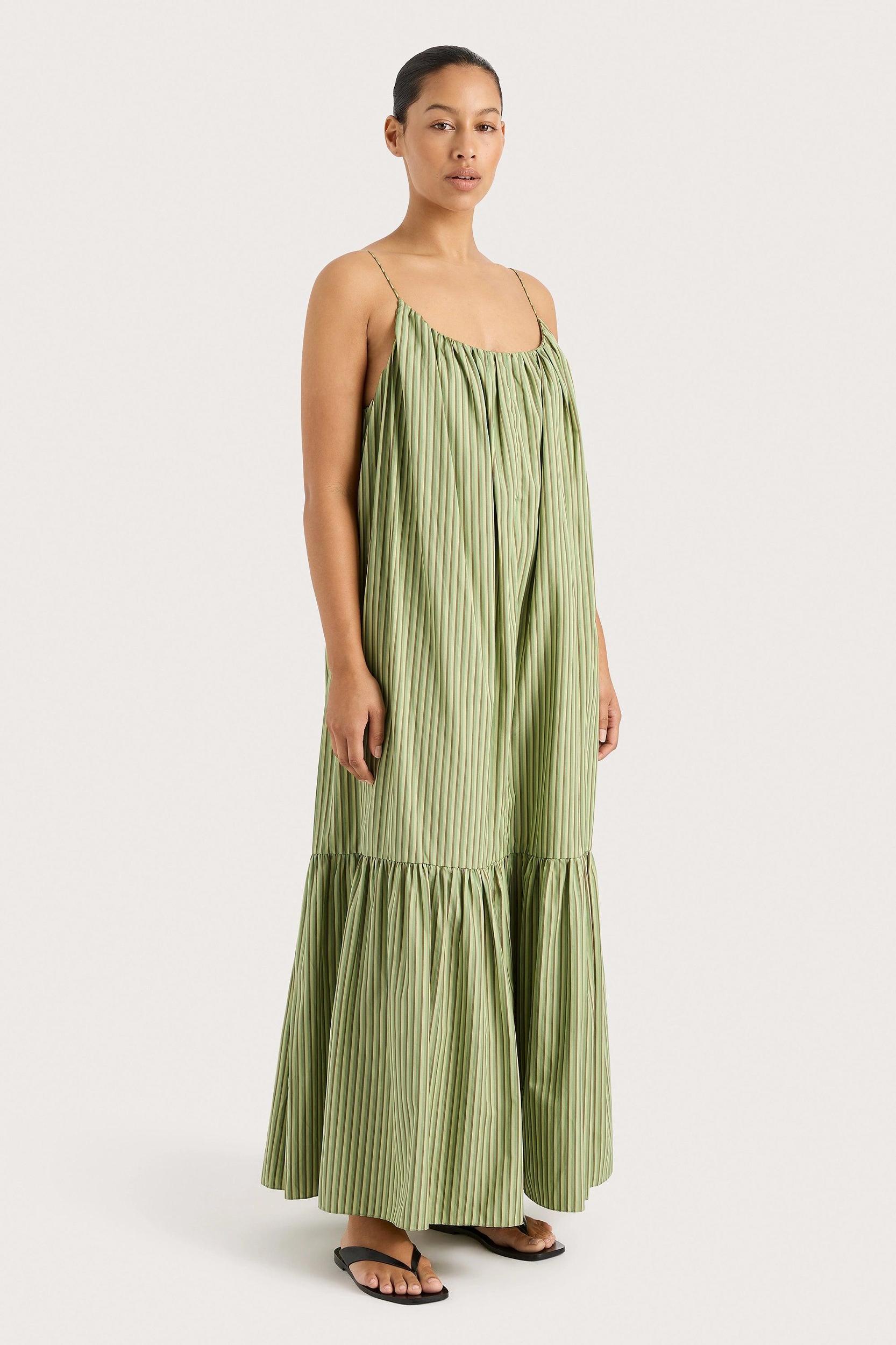Elodie Maxi Dress Green Stripe - Final Sale Product Image