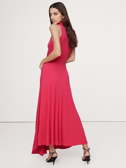 Jersey Knit Mock-Neck Maxi Dress Product Image