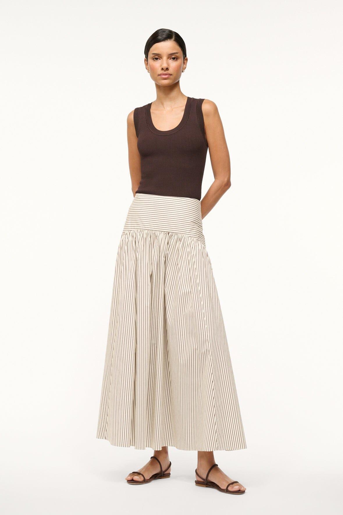 PROCIDA SKIRT | IVORY DARK OAK MICRO STRIPE Product Image