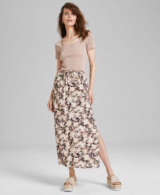 And Now This Womens Printed Pull-On Slit-Front Skirt, Created for Macys Product Image