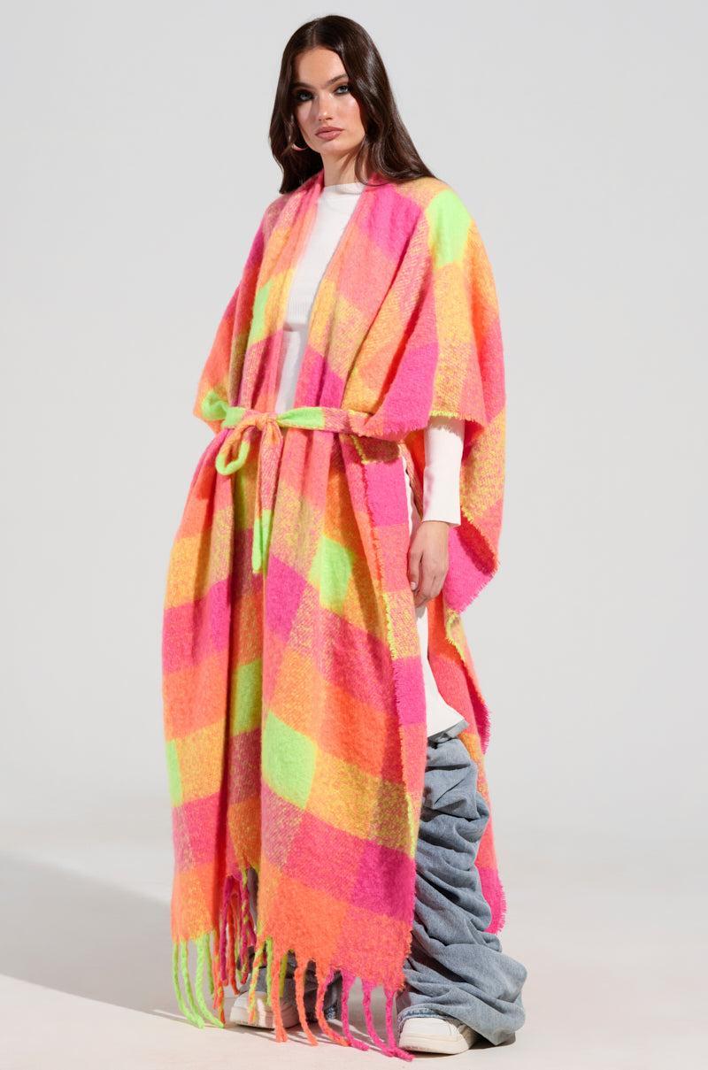 UNDER THE SUN PLAID PONCHO Product Image