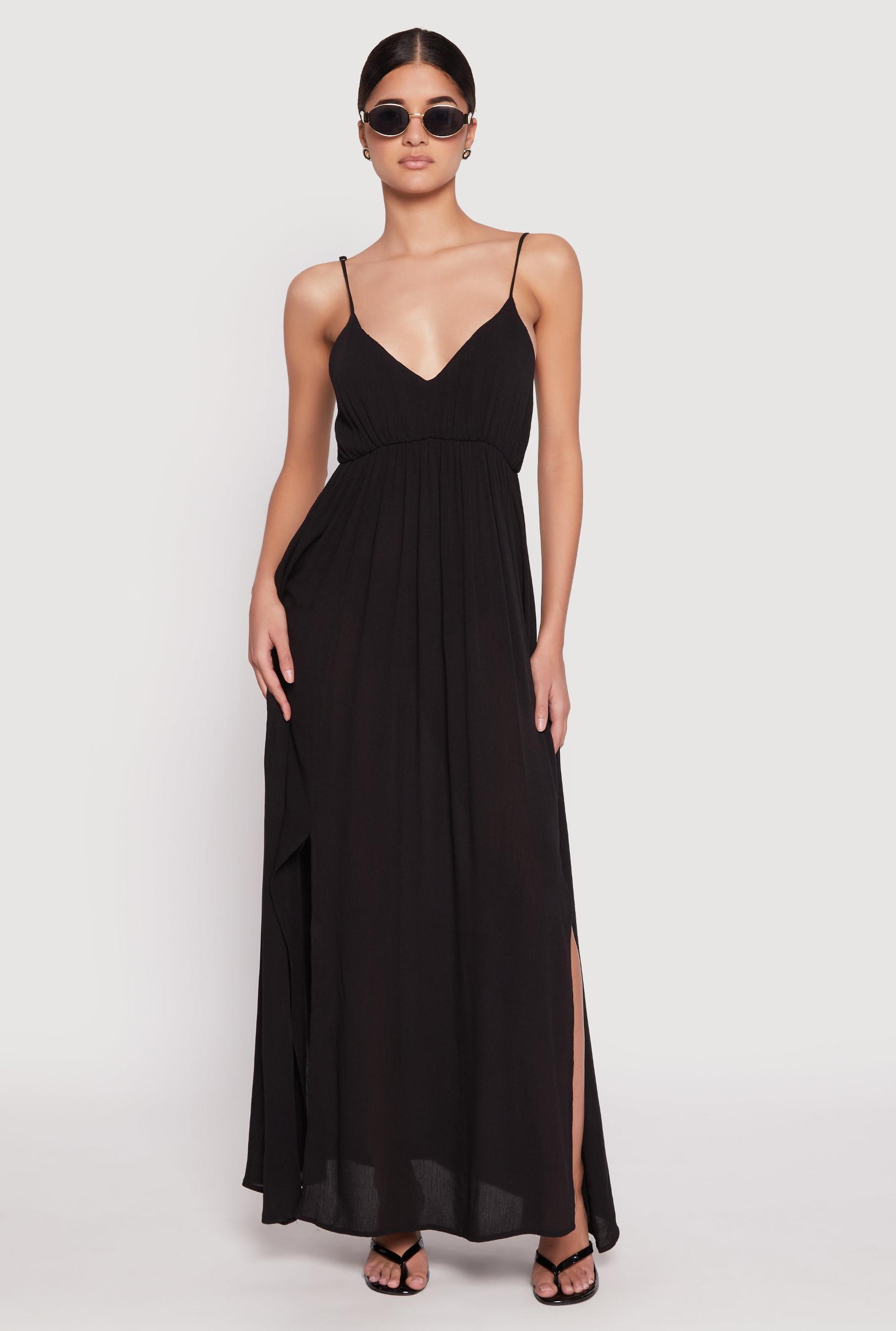 Womens V Neck Double Slit Maxi Dress Product Image