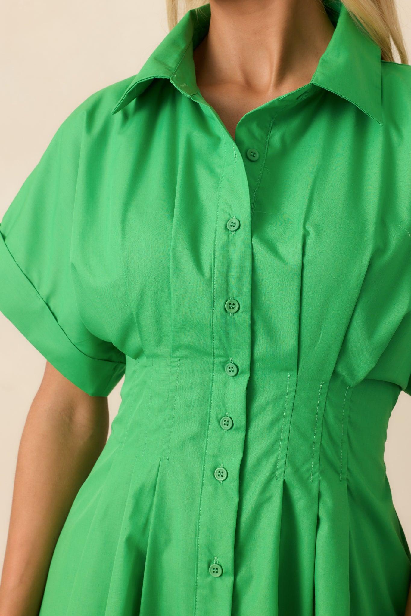 Drive-In Movie Kelly Green Mini Shirt Dress Product Image
