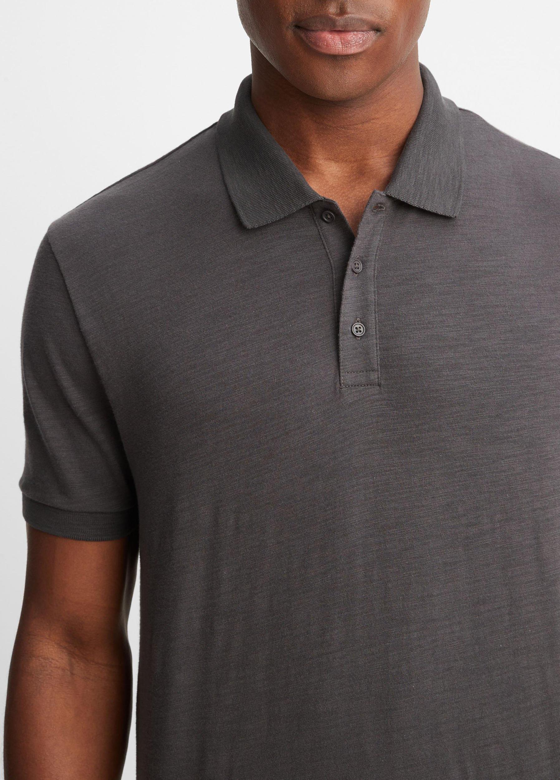Mens Classic Slub Polo Shirt, Black, Size L Vince Product Image