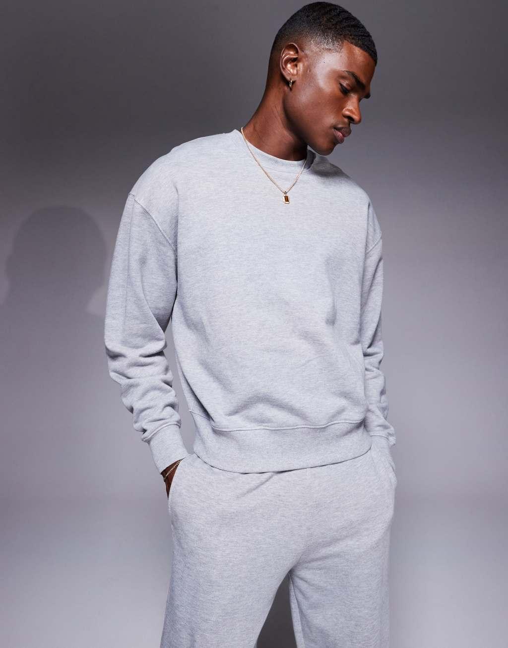 4505 cropped boxy cotton training sweatshirt with quick dry finish in heather gray  Product Image