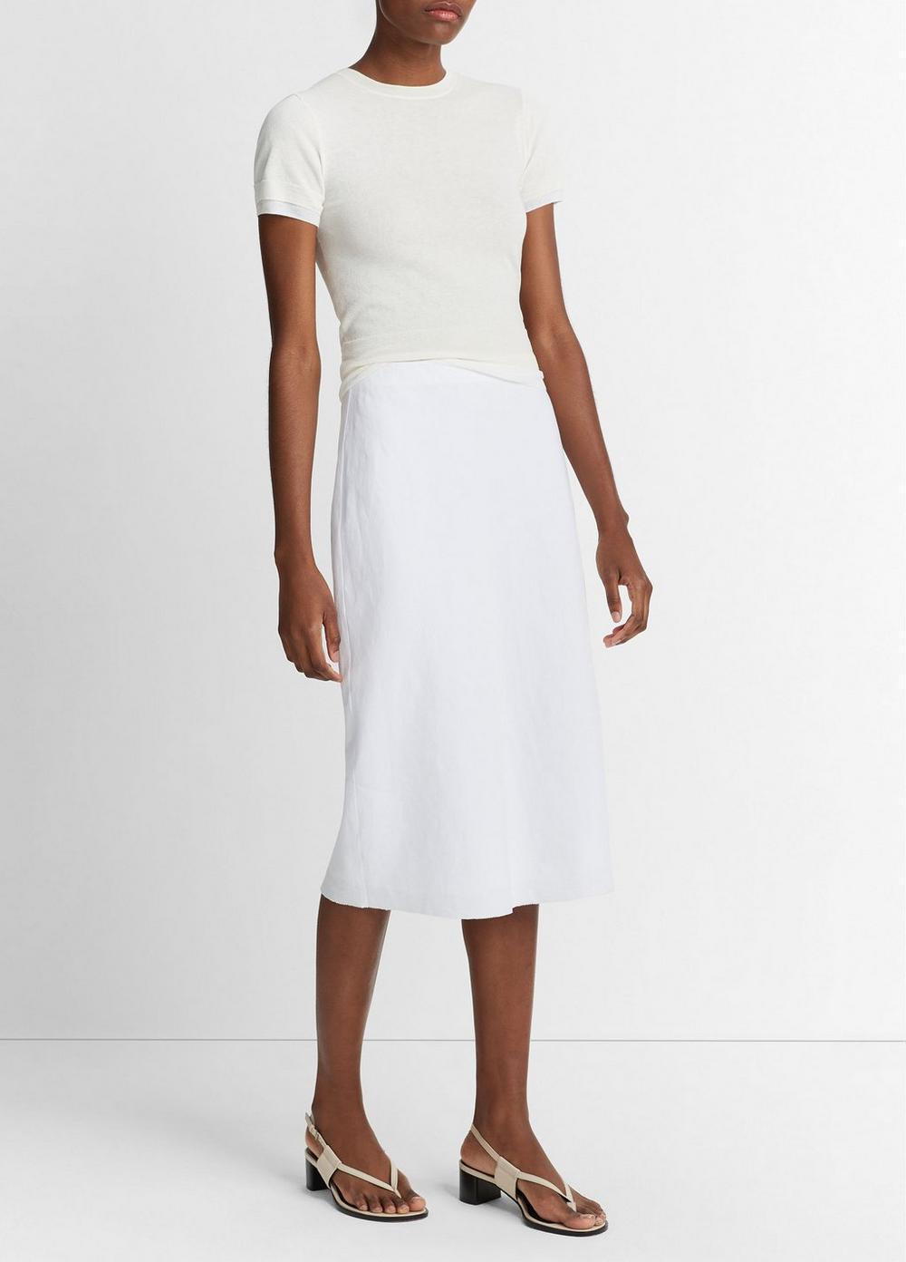 Womens Easy Linen-Blend Slip Skirt, Black, Size 0 Vince Product Image
