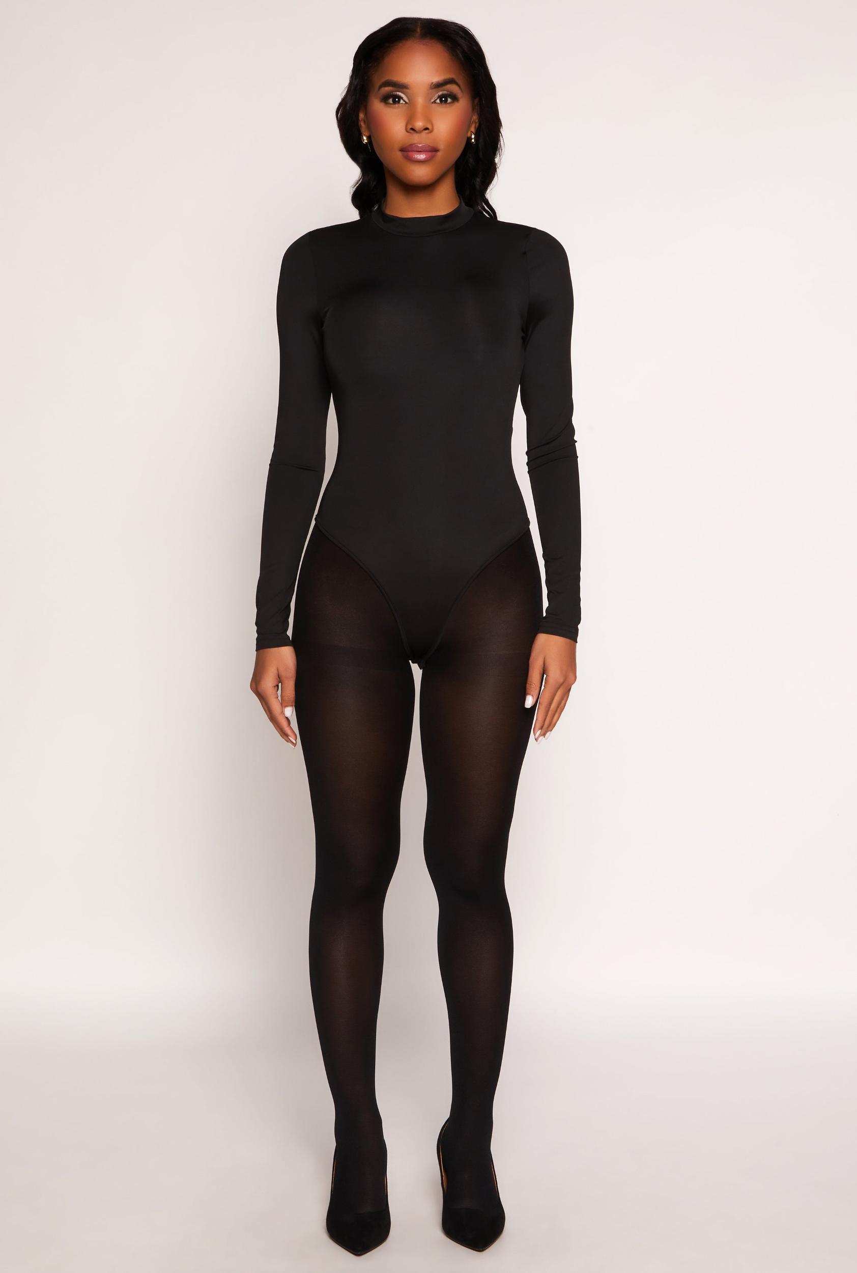 Womens Daisy Mock Neck Long Sleeve Bodysuit Product Image