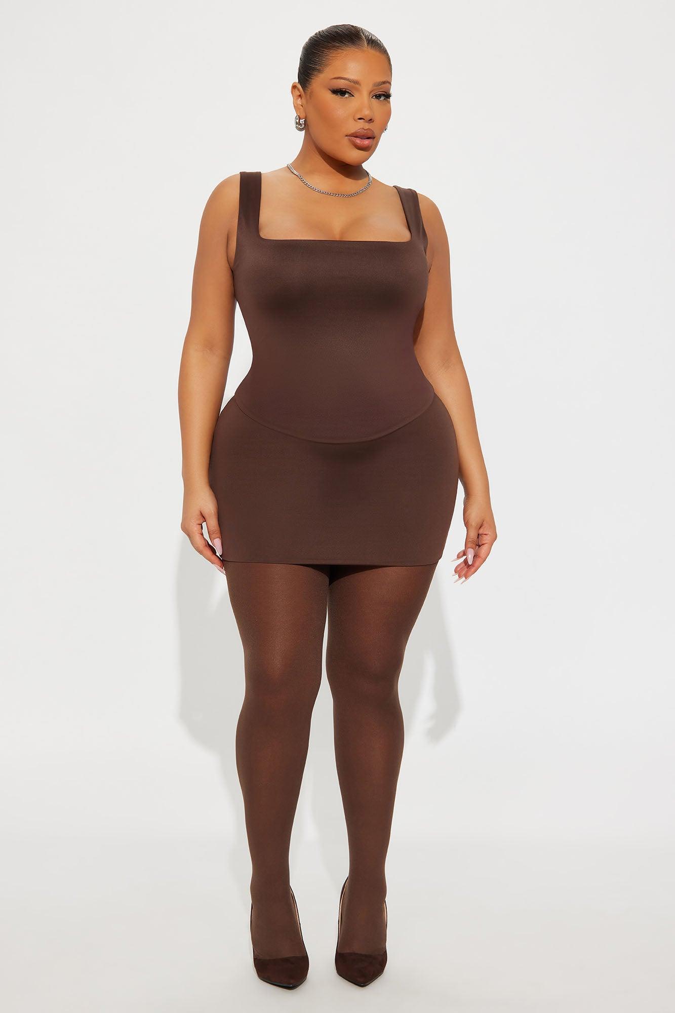 Contour Double Lined Mini Skirt - Chocolate Product Image