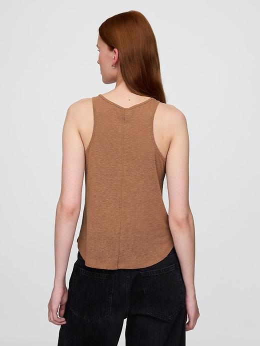 Linen-Blend Racerback Tank Top Product Image