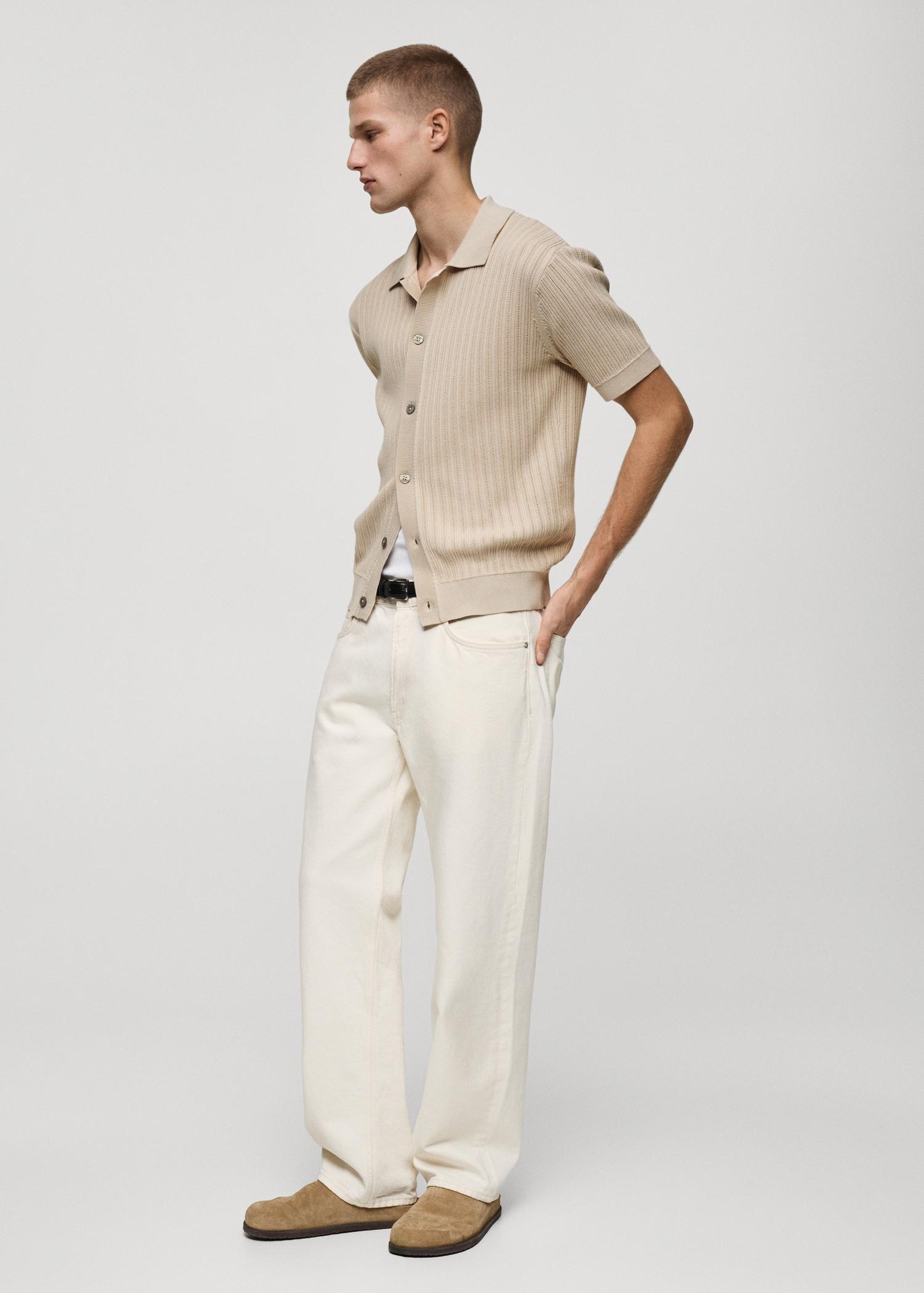 100% cotton shirt structure - Men | MANGO USA Product Image