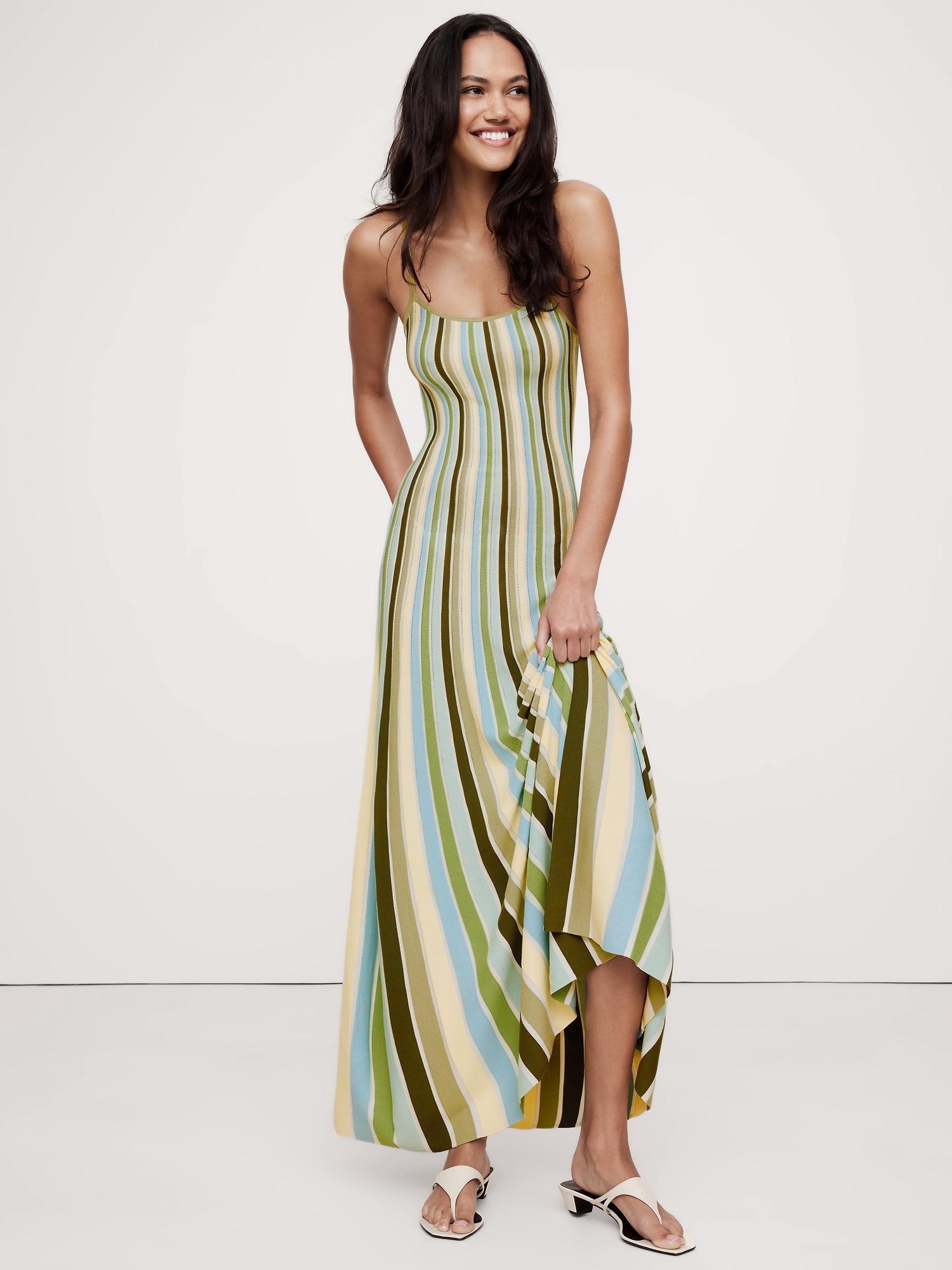 Sculpted Stripe Maxi Dress Product Image