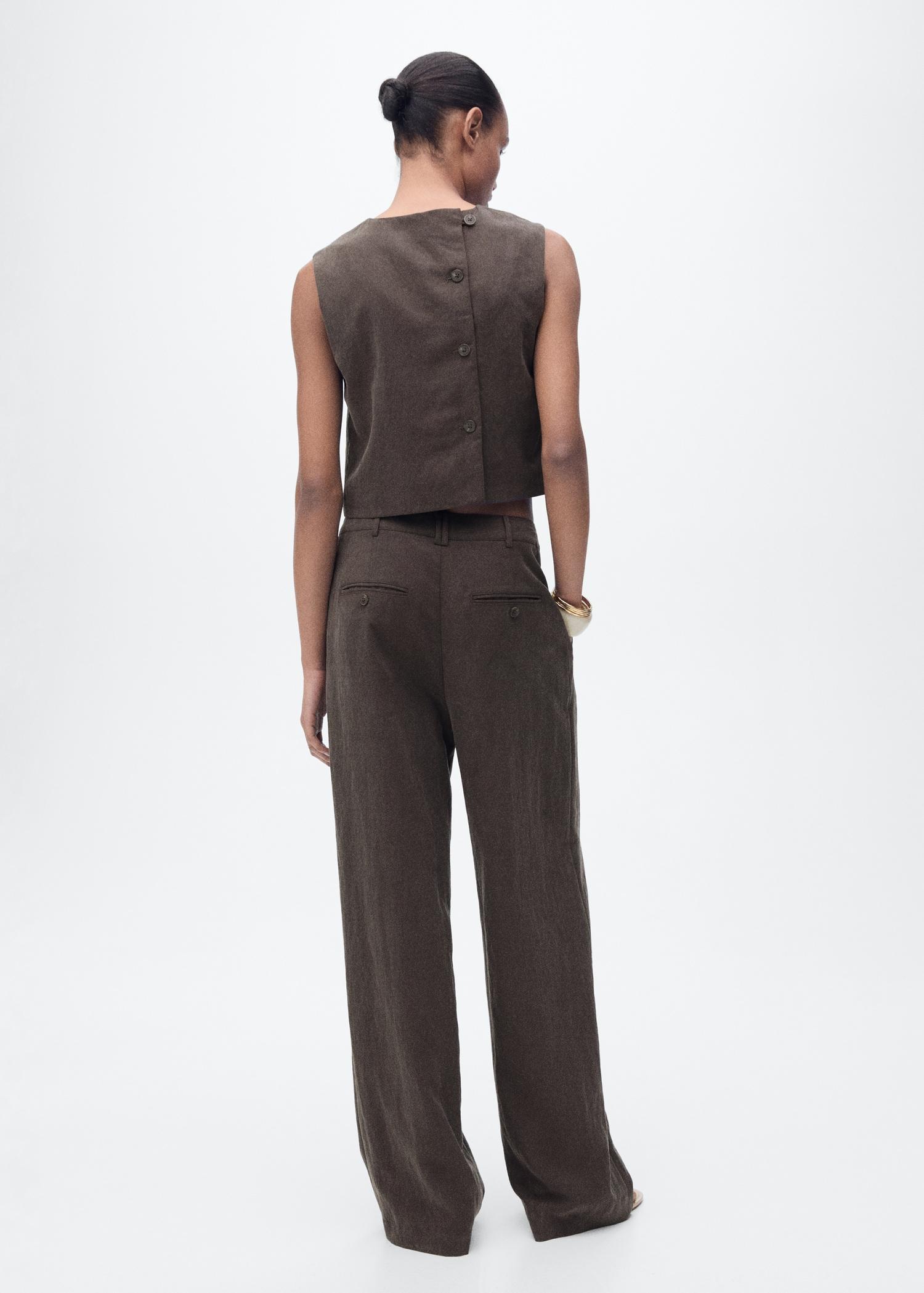 Straight-fit lyocell pants with pleats - Women | MANGO USA Product Image
