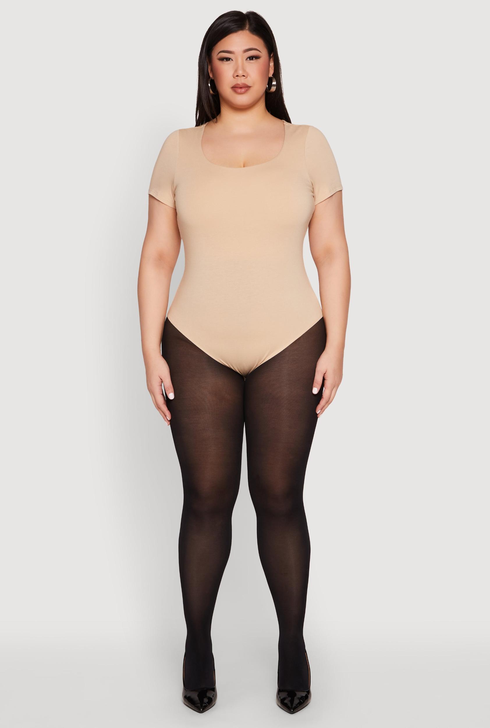 Womens Plus Size Scoop Neck Double Layered Bodysuit Product Image