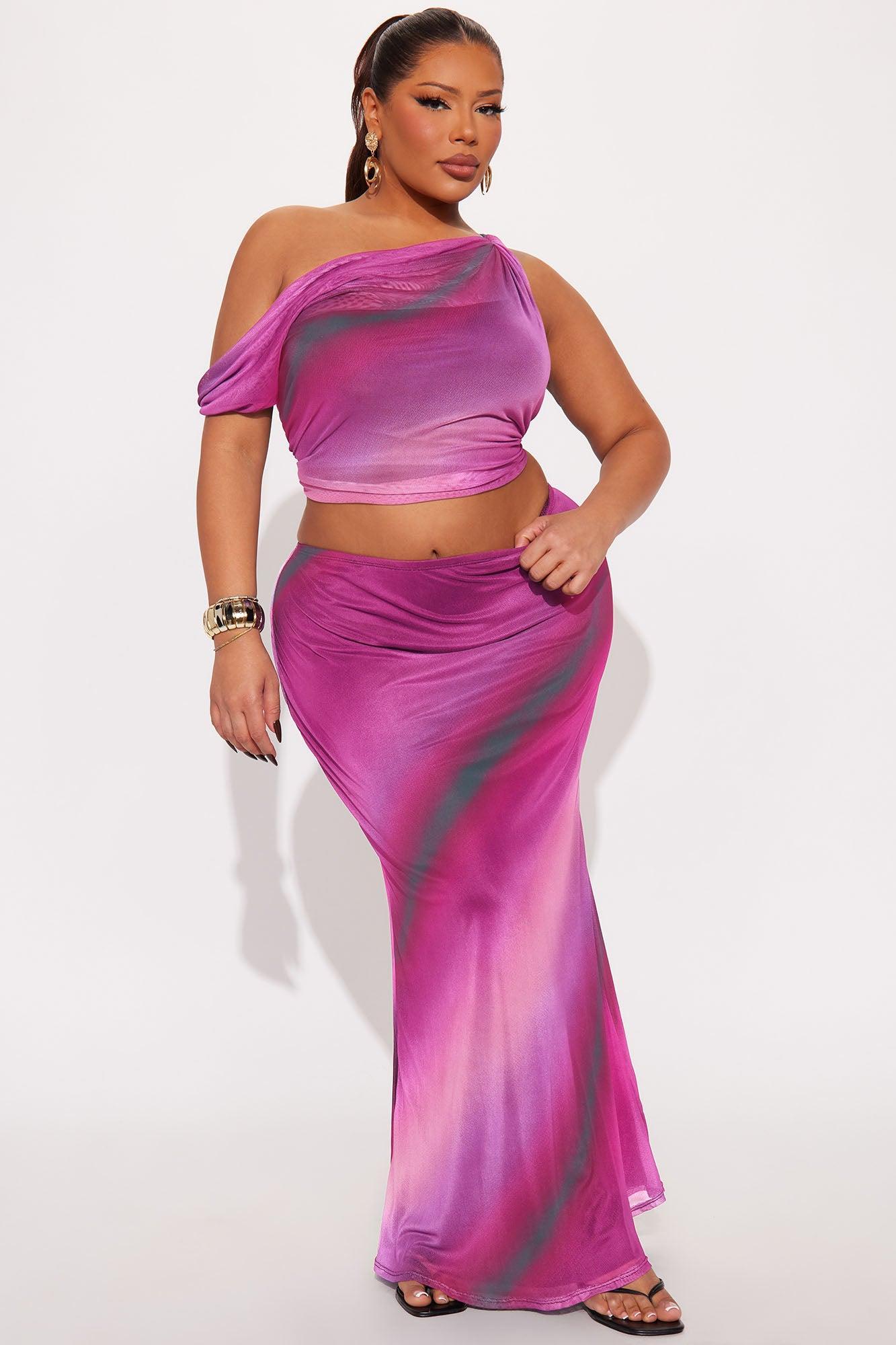 Hazel Mesh Maxi Skirt Set - Pink/combo Product Image
