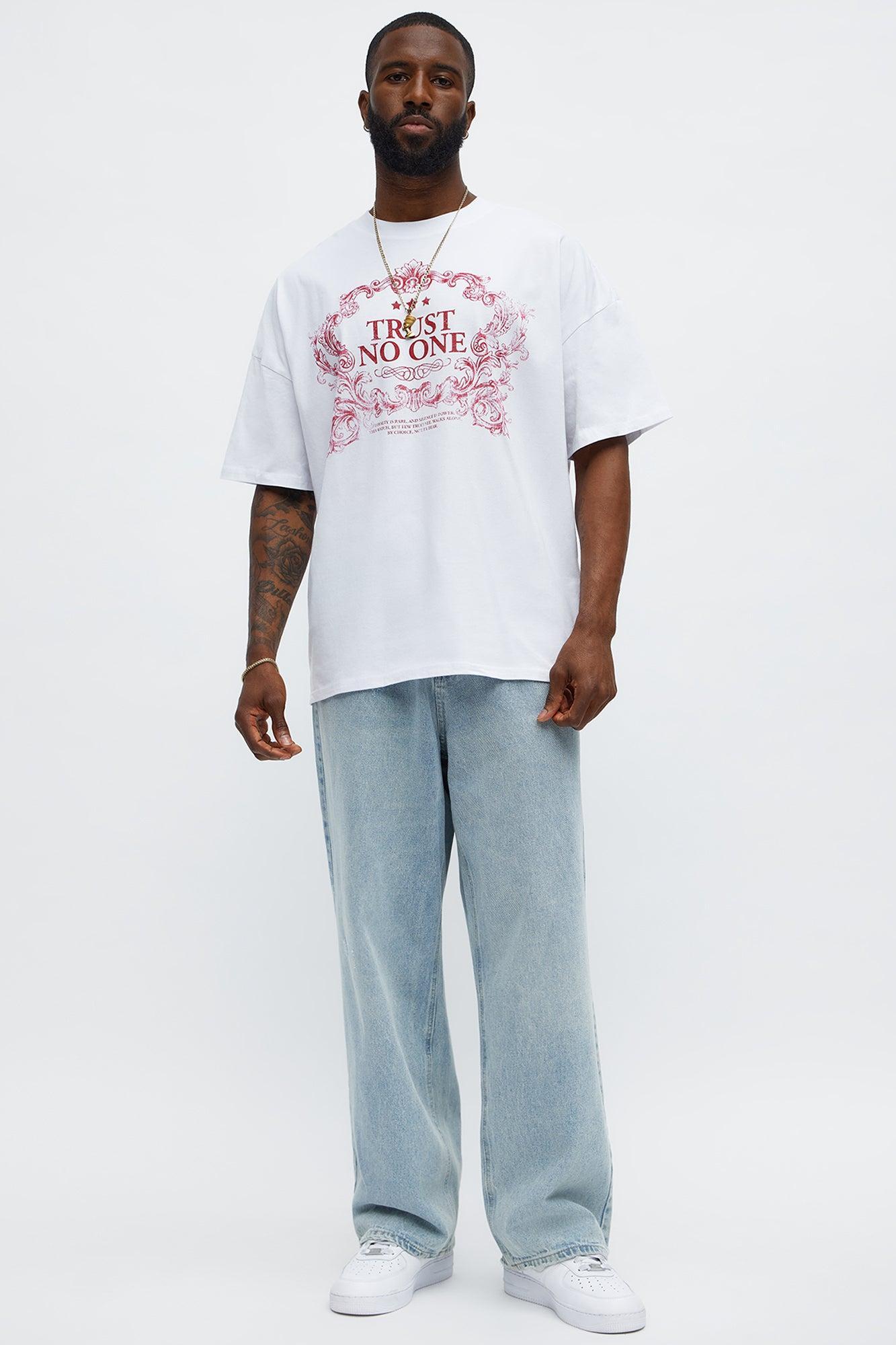 Trust No One Royality Oversized Short Sleeve Tee - White Male Product Image