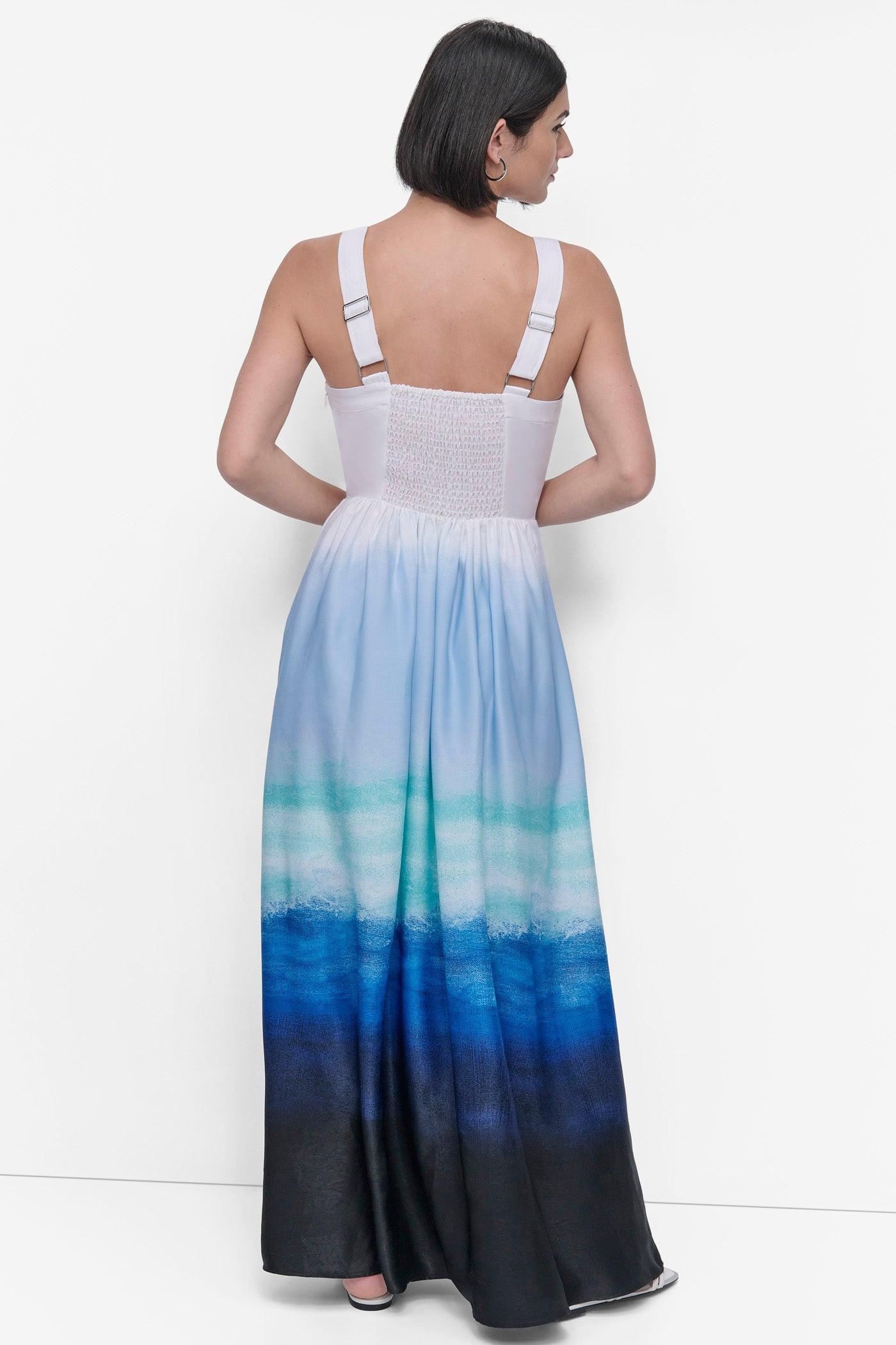 SLEEVELESS PRINTED SATIN DRESS Product Image