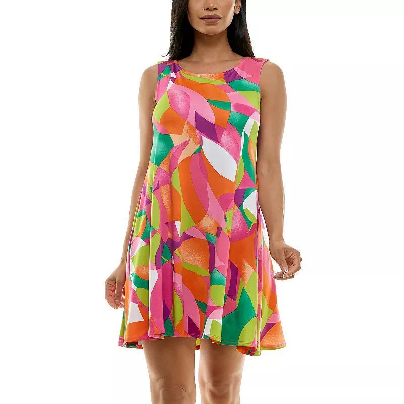 Women's Nina Leonard Floral Swing Dress, Size: Small, Blue Team Product Image