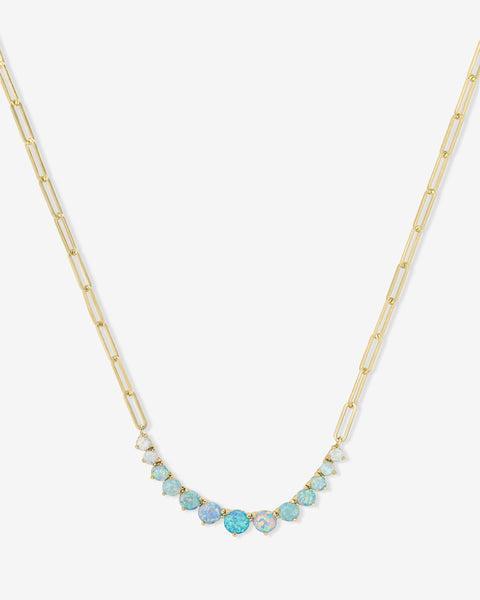 Not Your Basic Graduated Ombré Samantha Tennis Necklace - Gold|Blue Opal Ombré Product Image