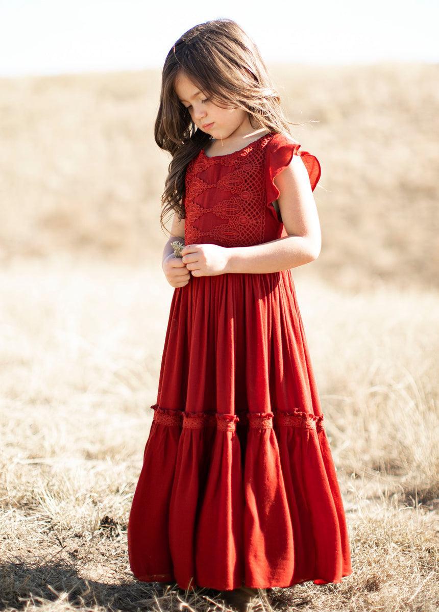 Viola Dress in Crimson Girls Product Image