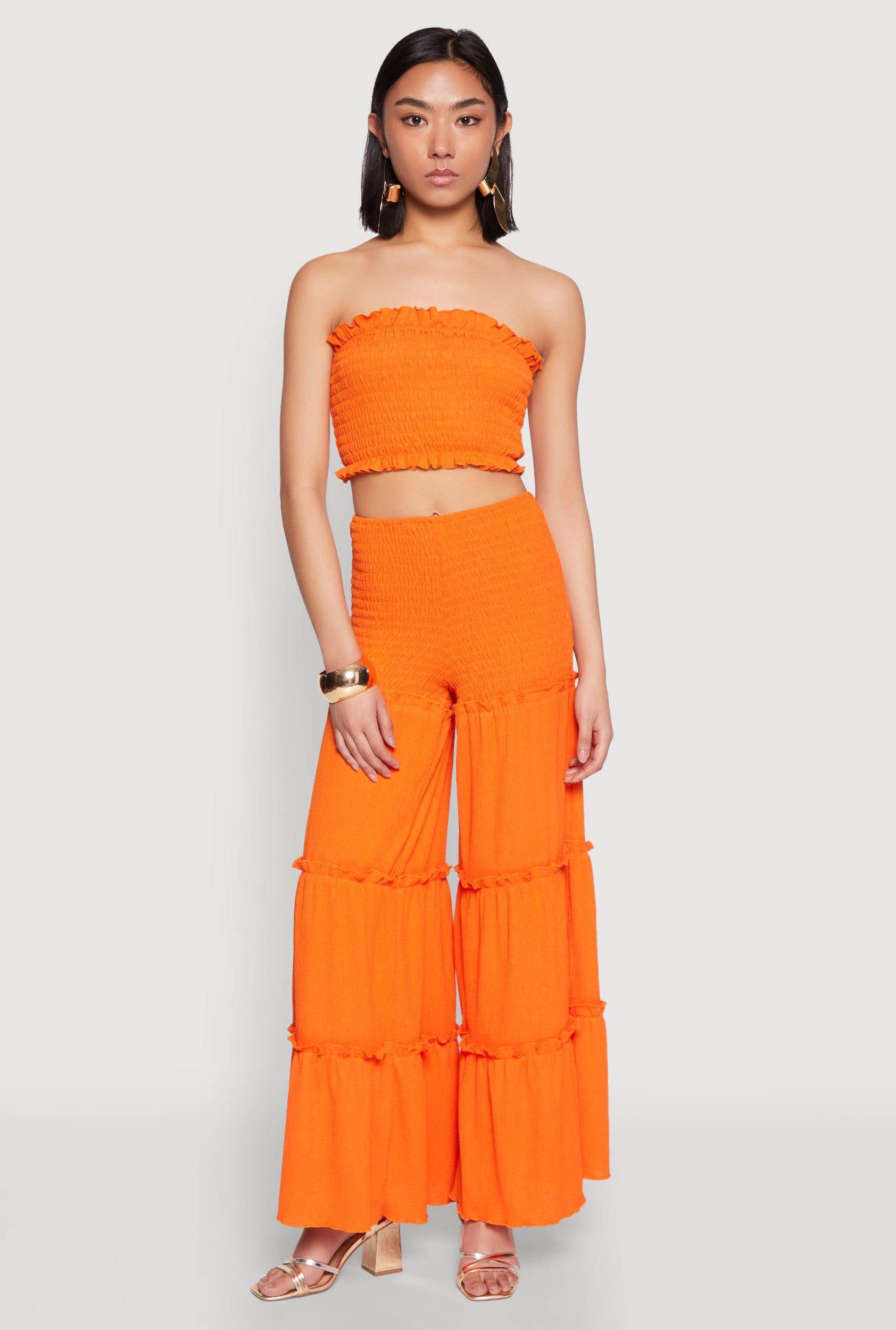 Womens Ruffle Hem Smocked Tube Top Product Image