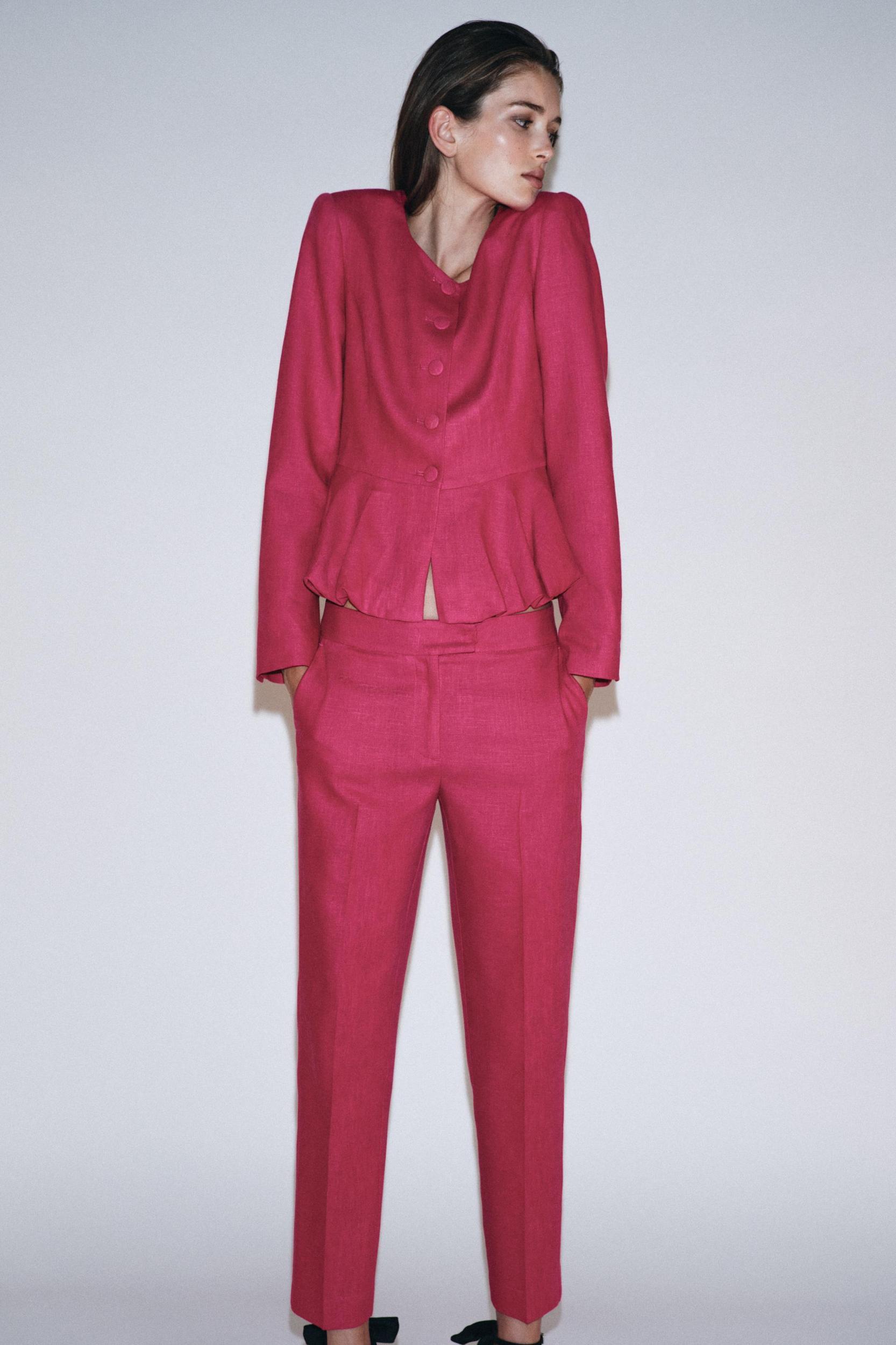 LINEN PEPLUM BLAZER Product Image