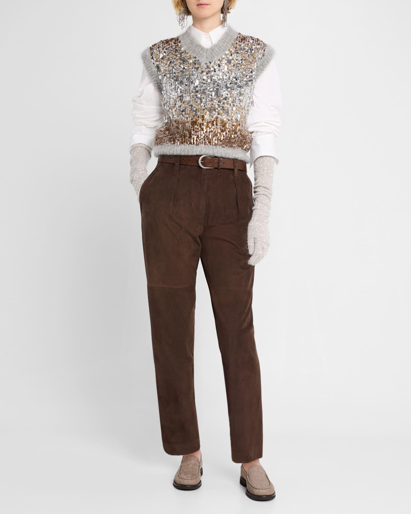 Cropped Suede Trousers Product Image