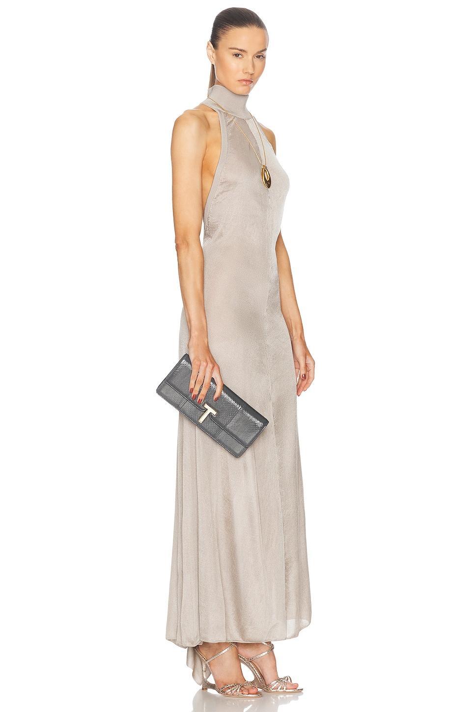 TOM FORD Ayers Wallis Snakeskin Clutch In Grey Product Image
