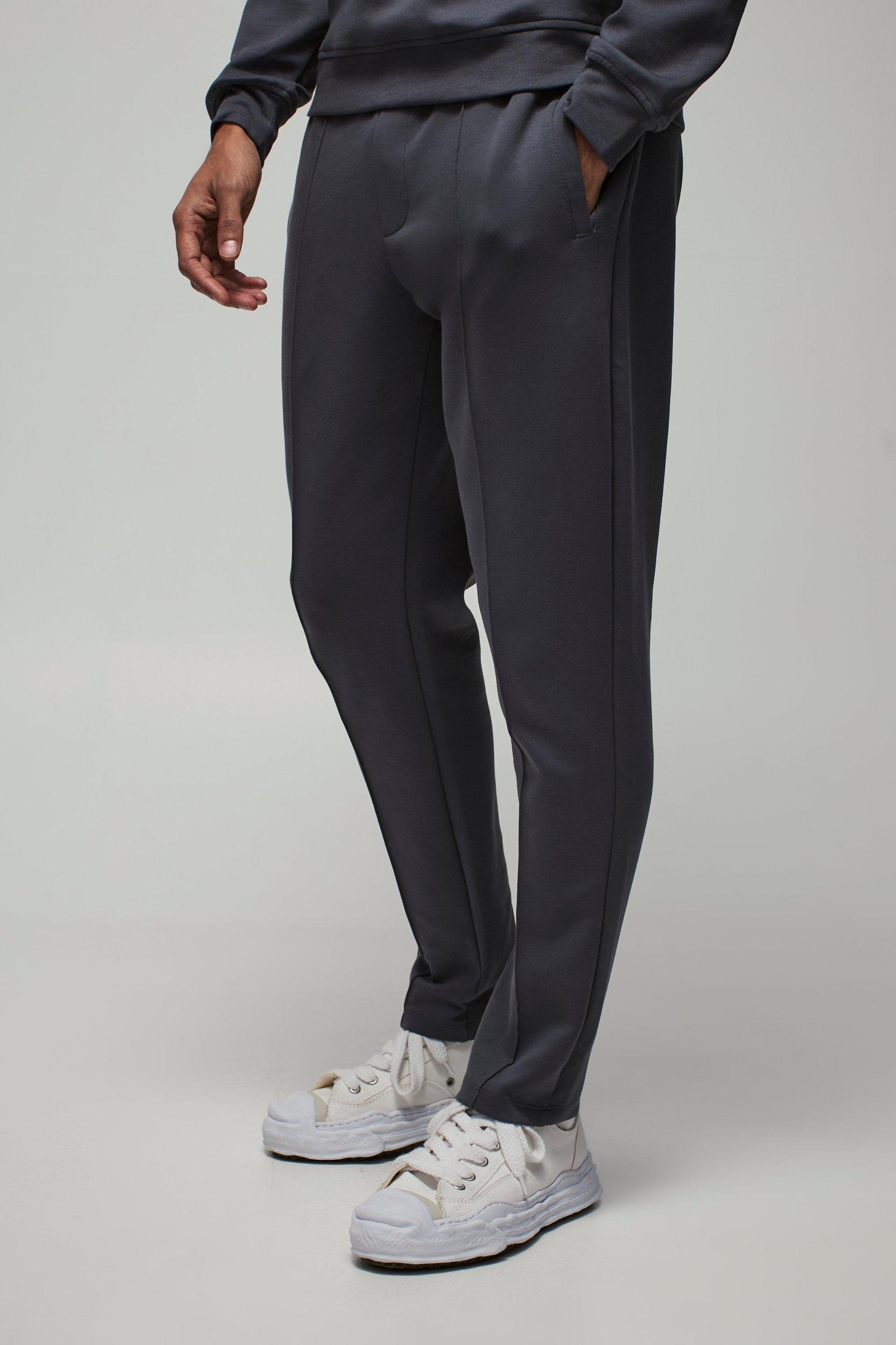 Slim Fit Peached Tapered Pintuck Sweatpants | boohooMAN USA Product Image