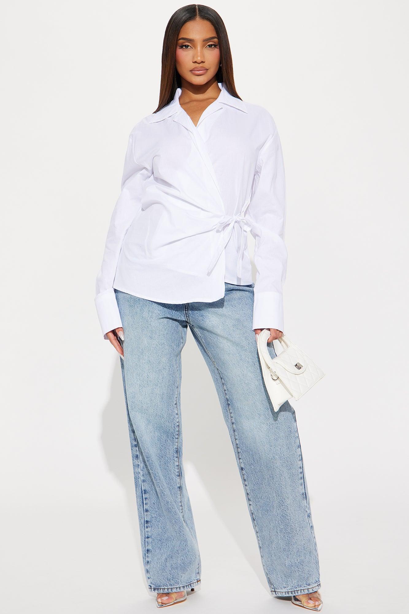 Wild Dreams Poplin Top - Off White Product Image