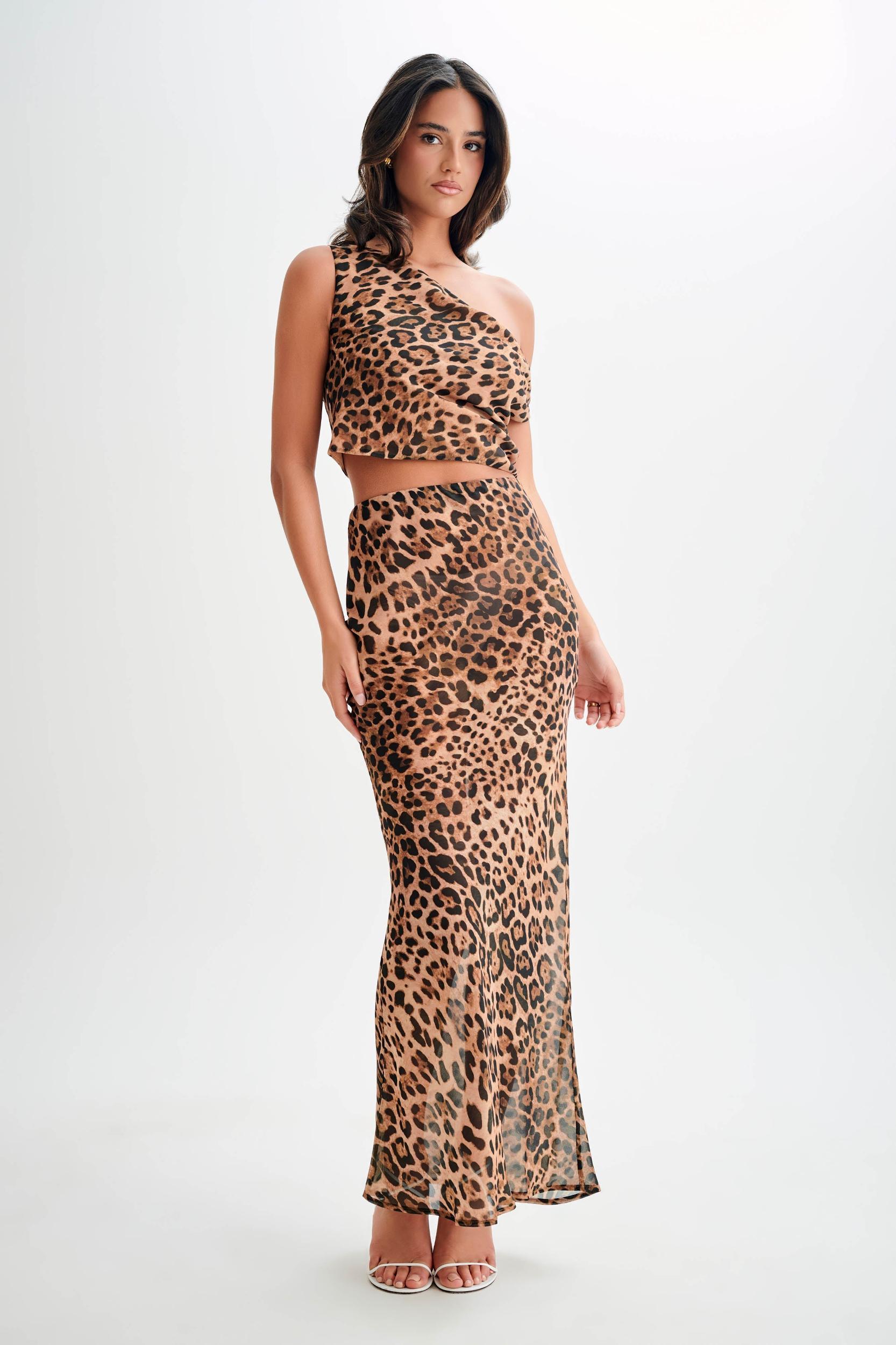 Yvonne Chiffon Maxi Skirt - Leopard Print Product Image