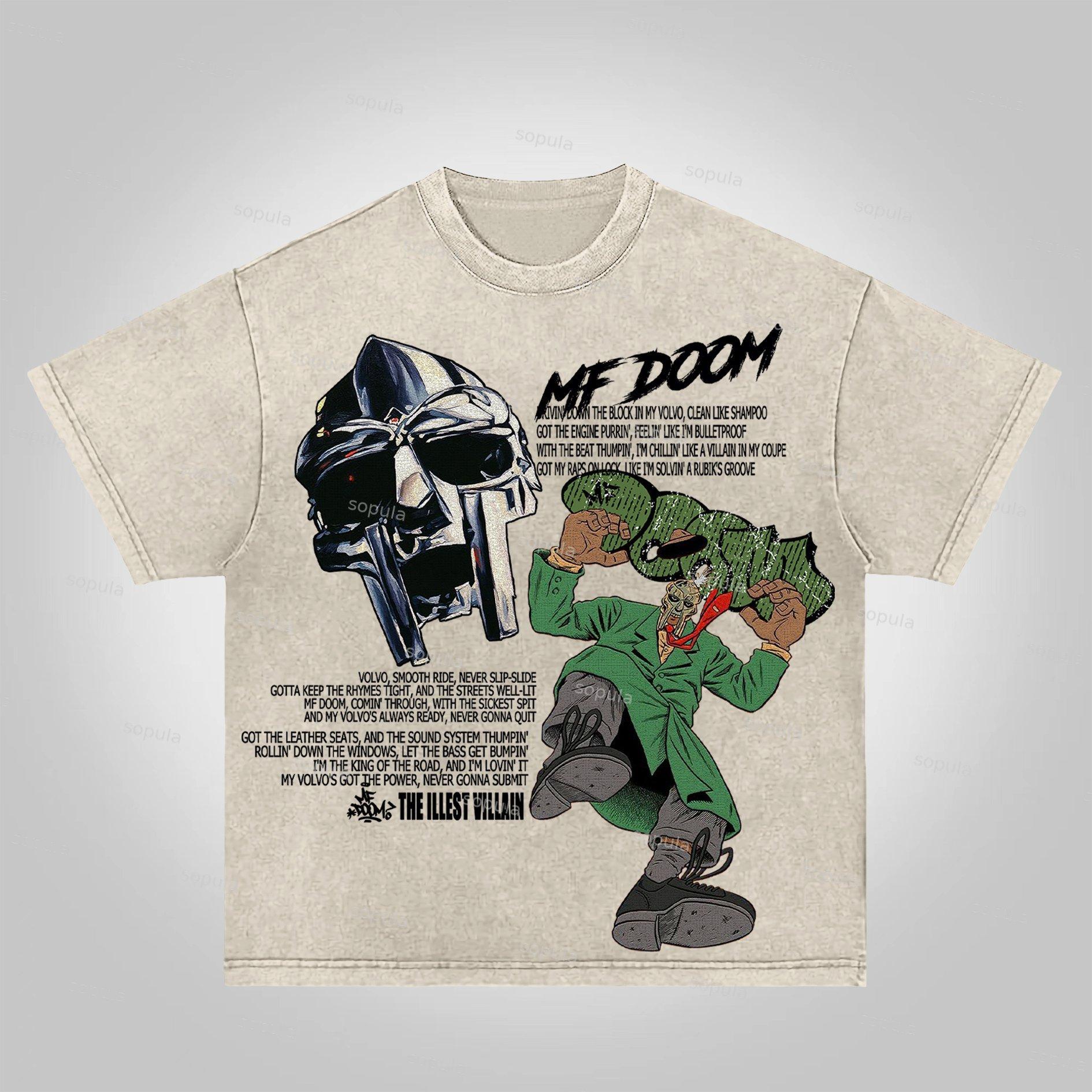 Sopula Vintage The Illest Villain Mf Doom Graphic Print Acid Washed T-Shirt Product Image