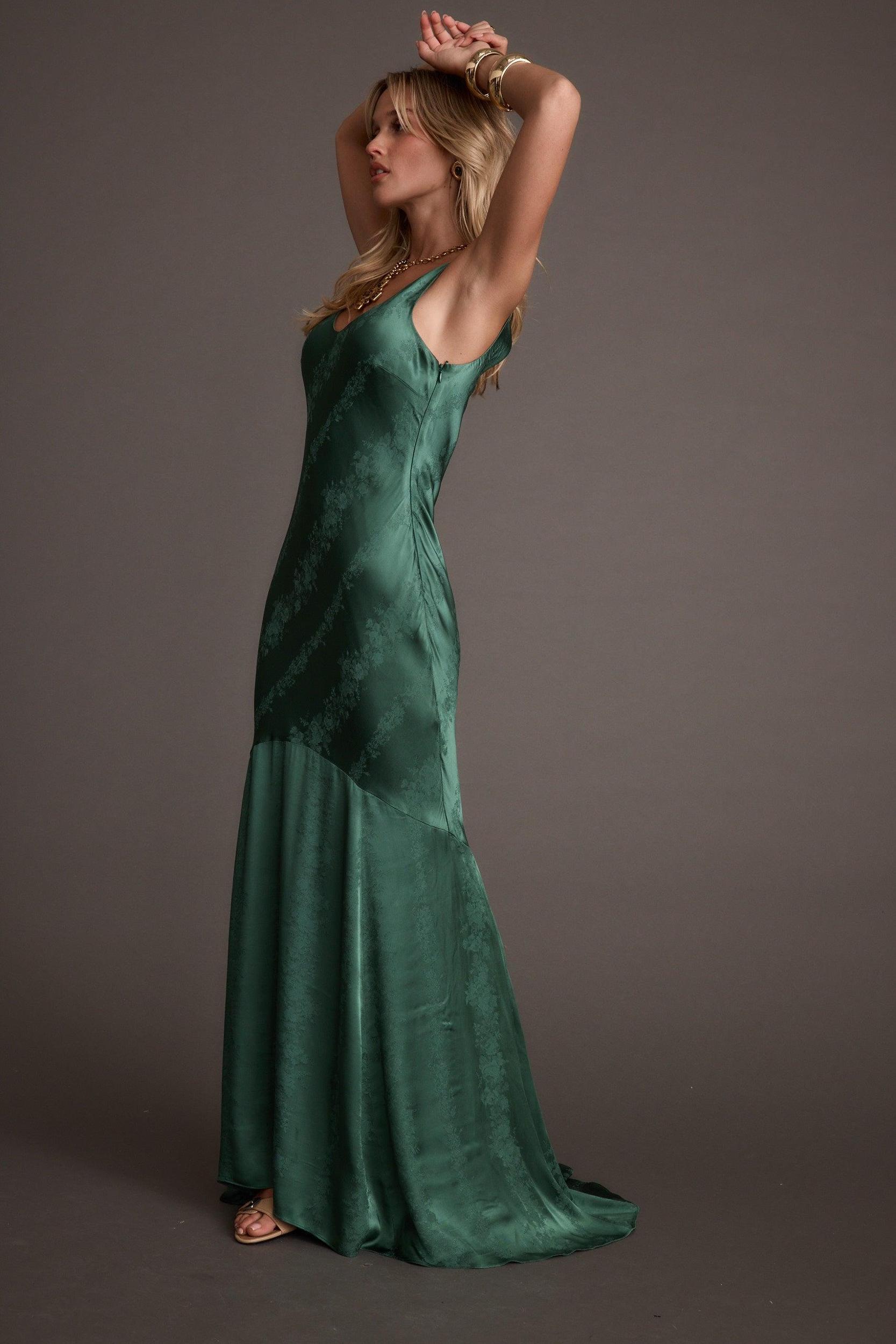 Willow Emerald Jacquard Maxi Dress Product Image