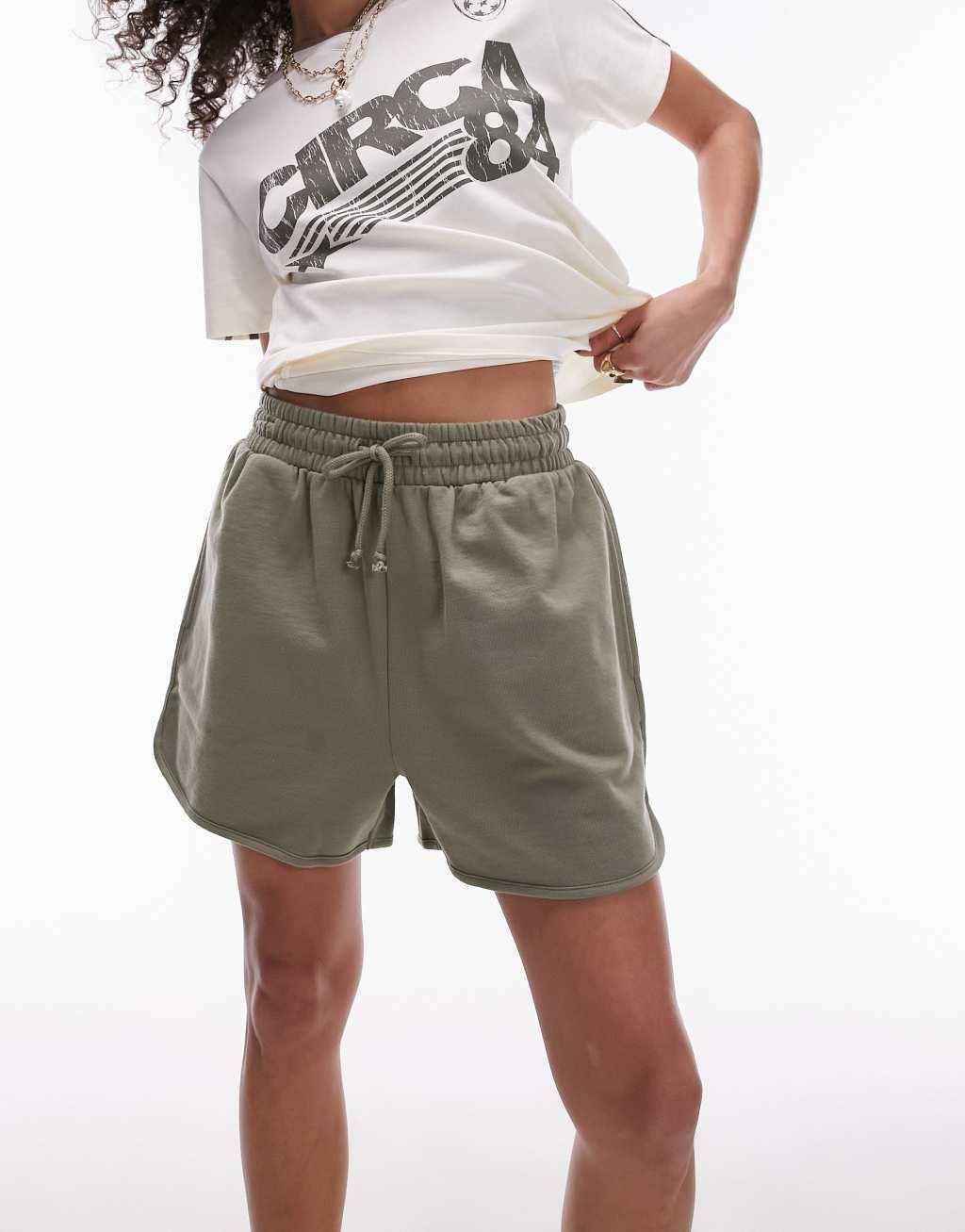 Topshop jogging short in khaki Product Image