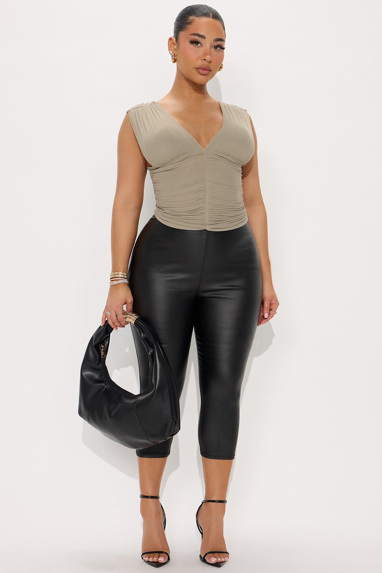 Delilah Ruched V-Neck Double Lined Top - Sage Product Image