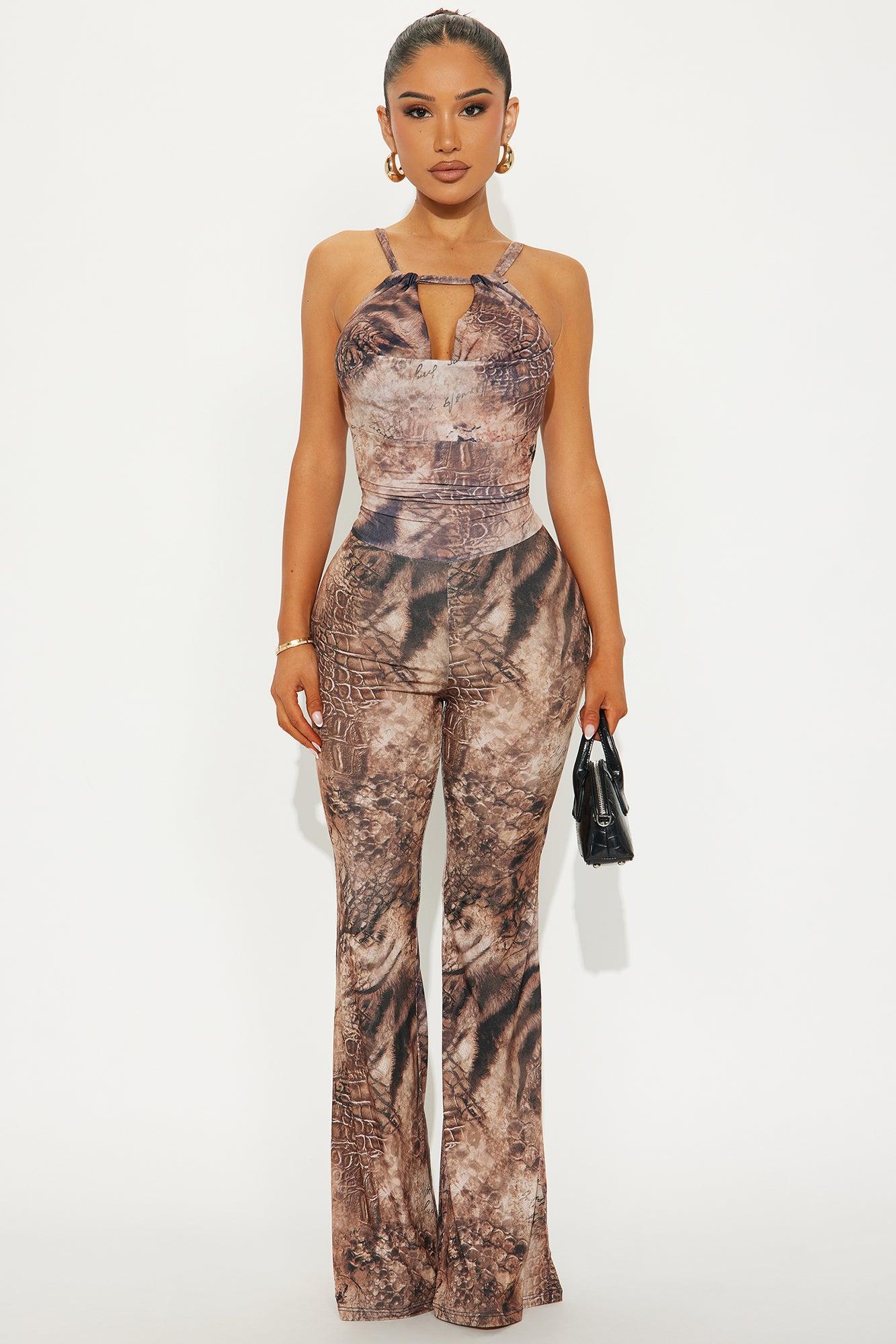 Spicing Things Up Animal Print Jumpsuit - Brown/combo Product Image