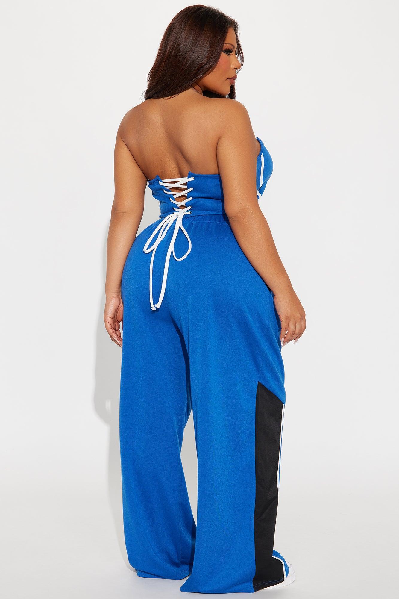Game Changer Corset Wide Leg Pant Set - Blue Product Image