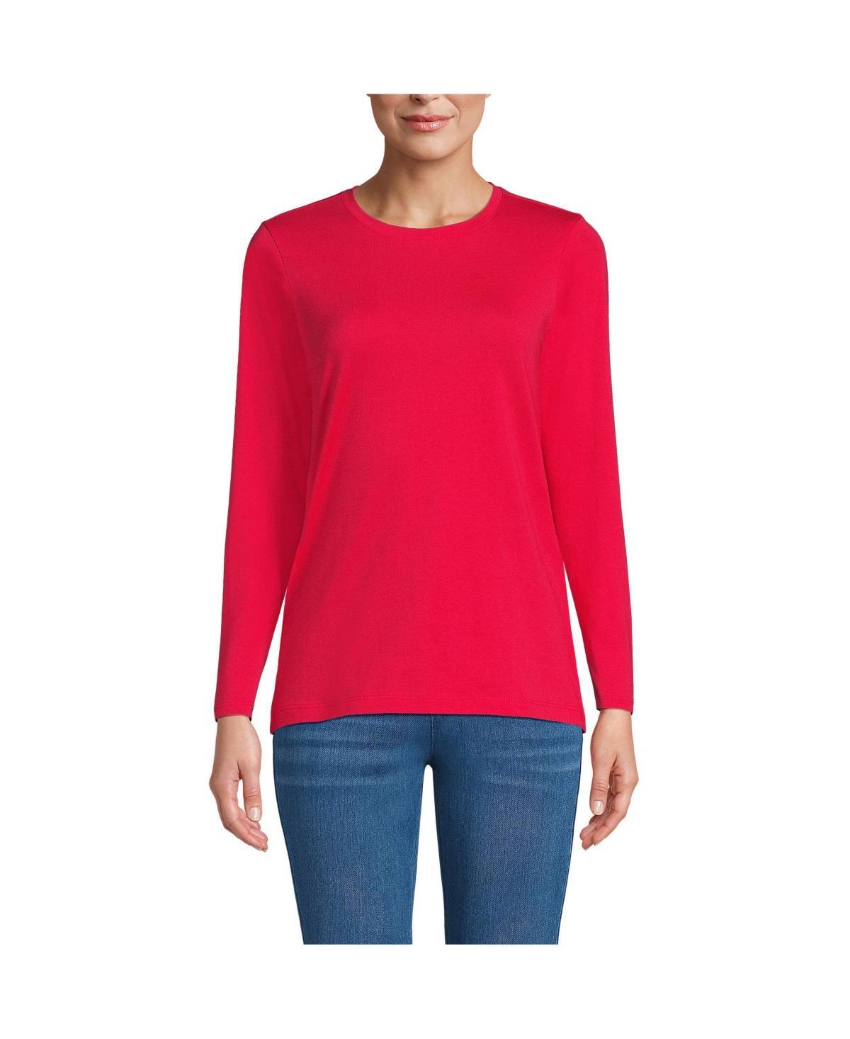 Petite Lands' End Relaxed-Fit Supima Long Sleeve Cotton Crewneck Tee, Women's, Size: XS Petite, Black Product Image