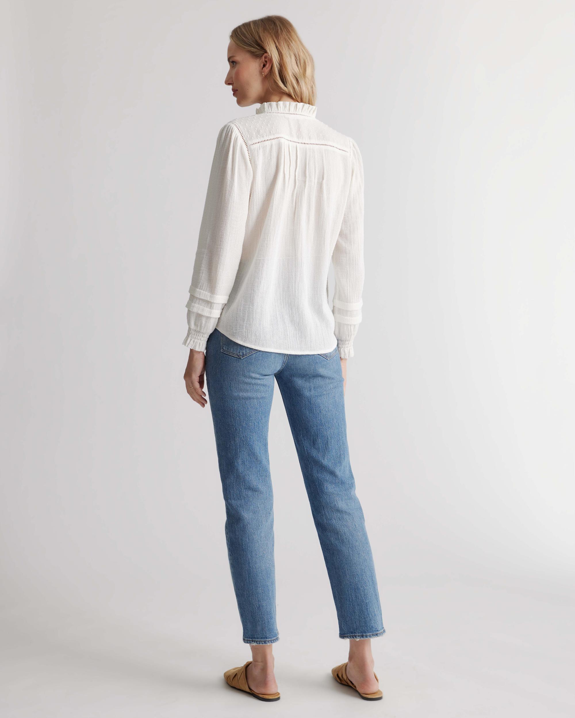 Quince | Women's Organic Textured Cotton Peasant Blouse Size XL, Organic Cotton Product Image