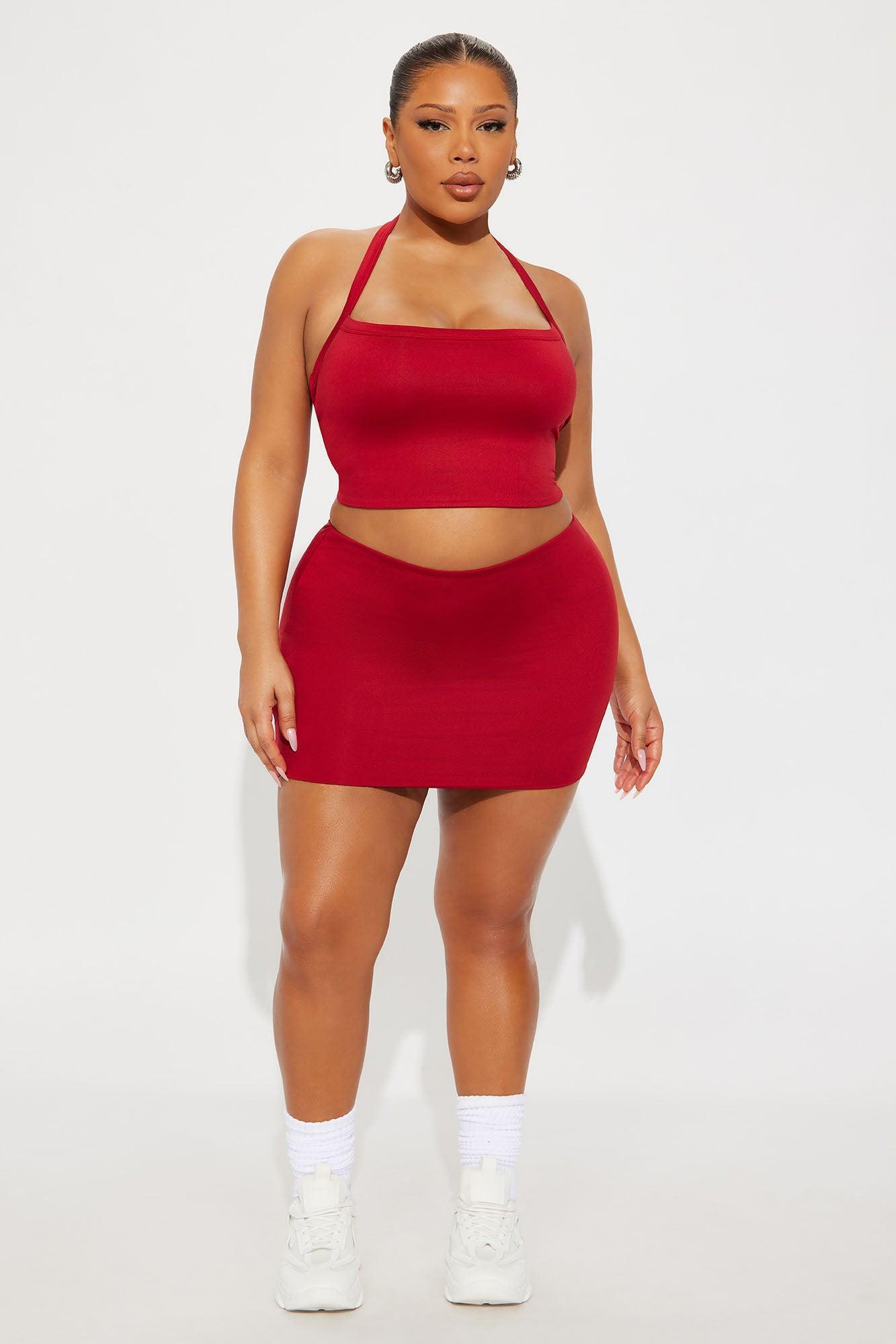 Contour Double Lined Mini Skirt - Red Product Image