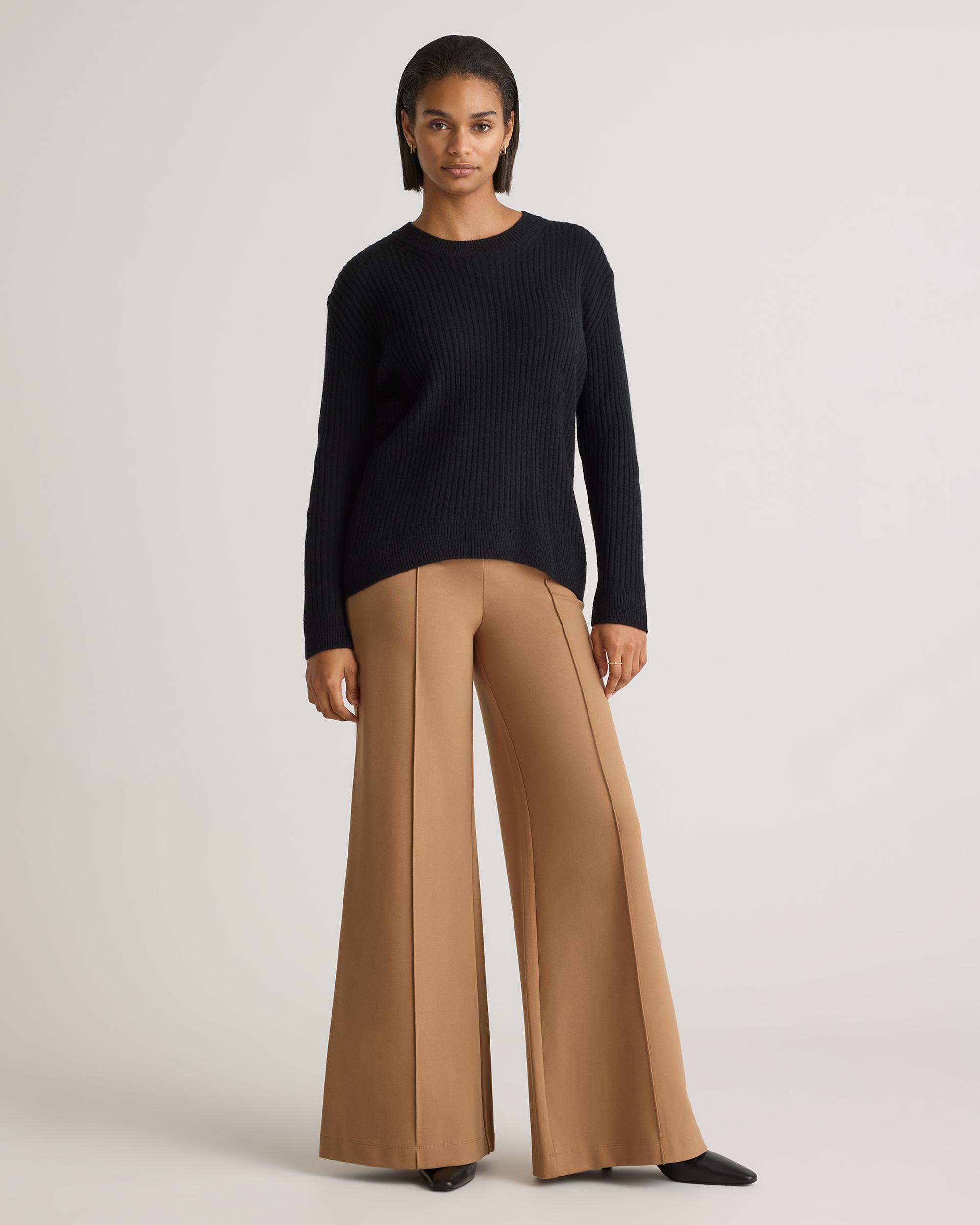 Quince | Women's Mongolian Cashmere Relaxed Wide-Rib Crewneck Sweater Product Image