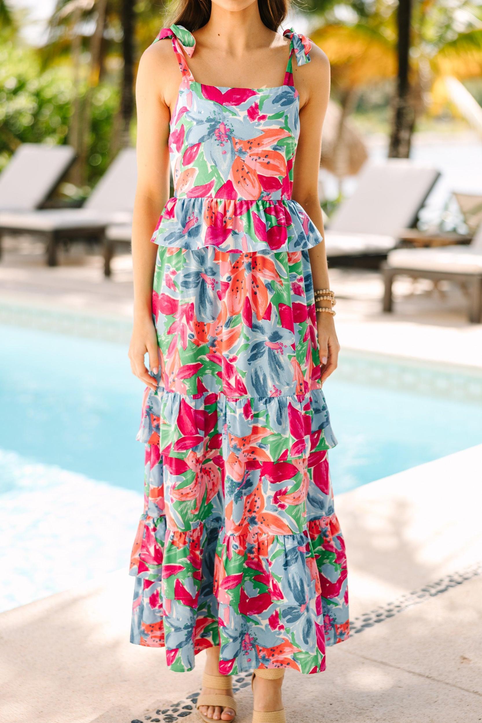 Want It All Blue Floral Maxi Dress Female Product Image