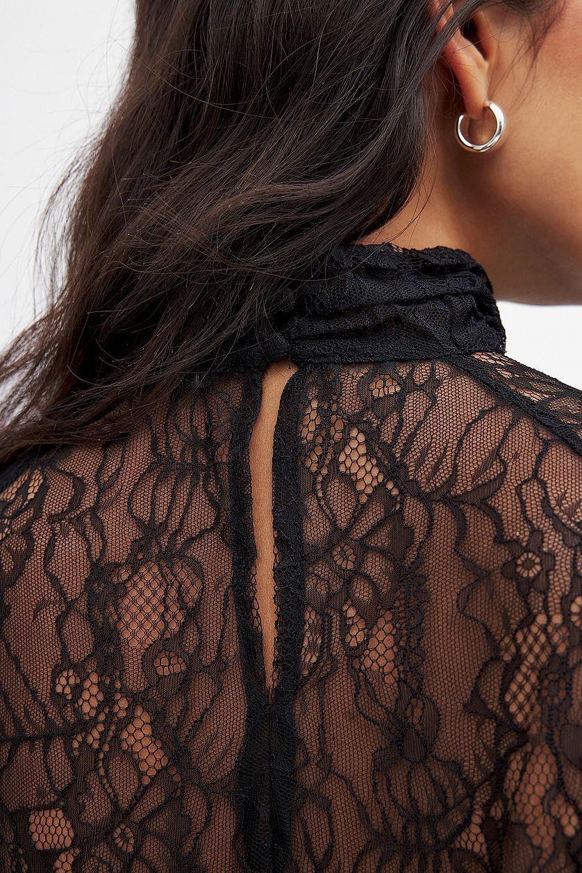 Balloon Sleeve Lace Blouse Product Image