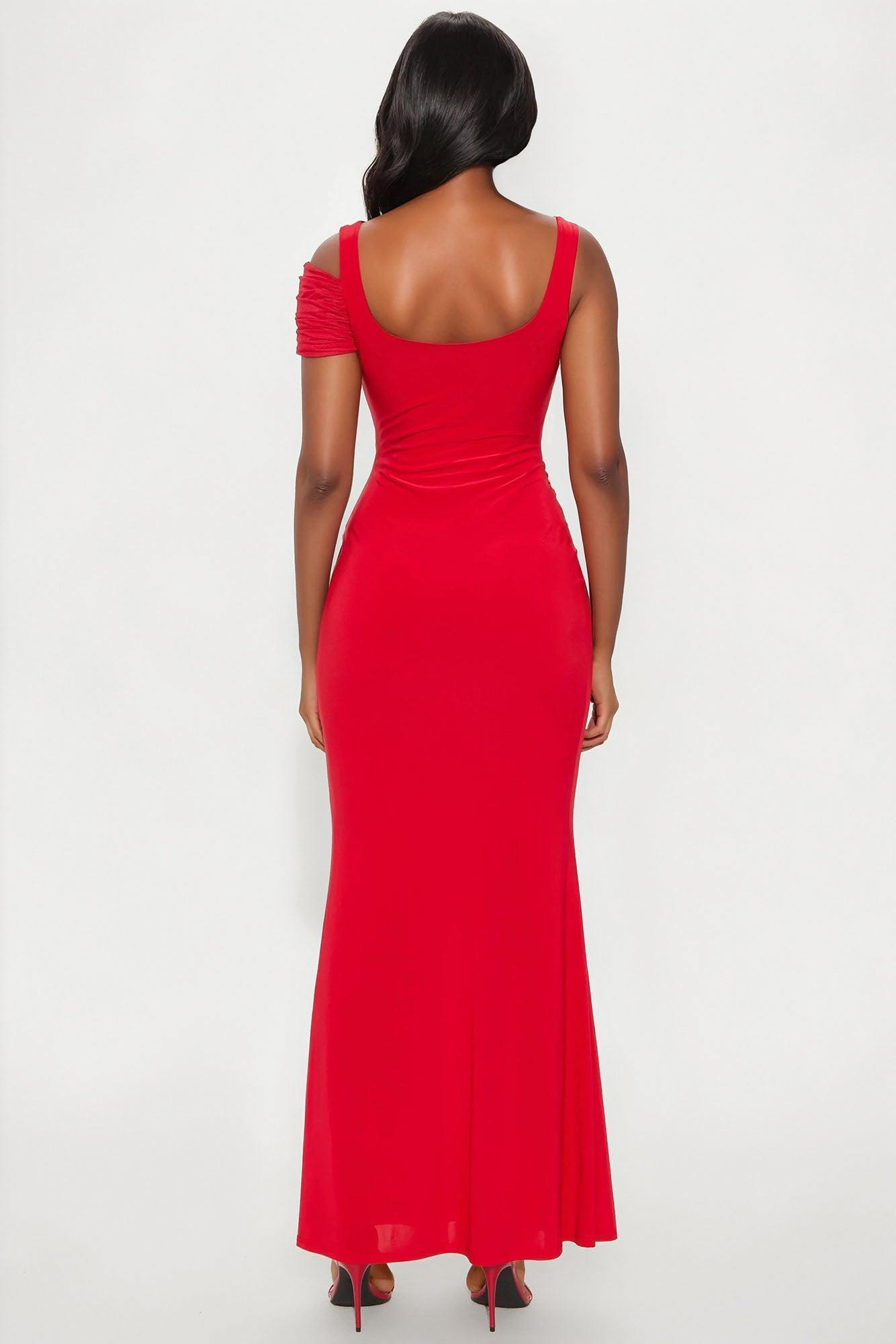 Caught Your Attention Maxi Dress - Red Product Image