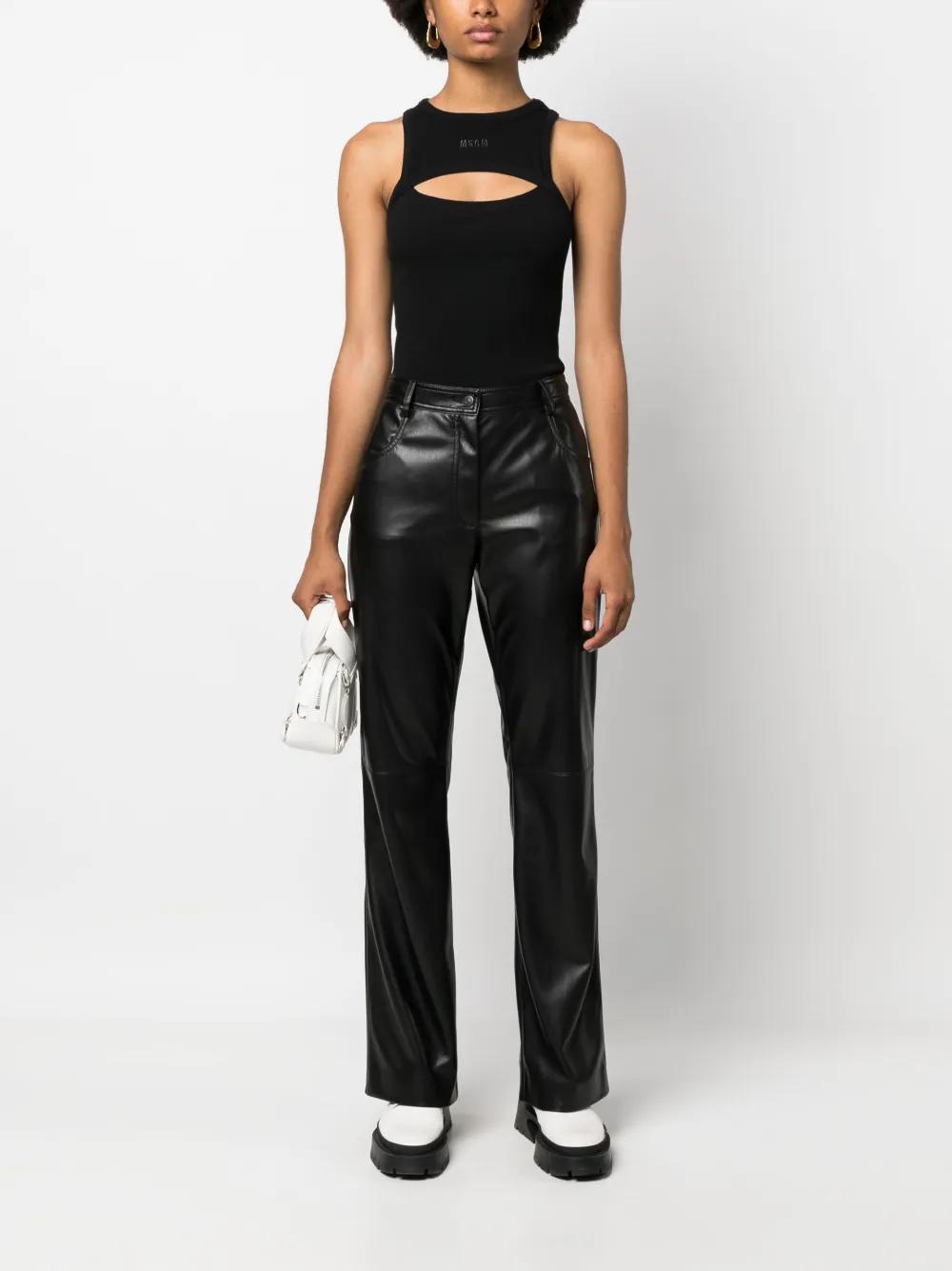 MSGM Flared Faux-leather Trousers In Nero Product Image