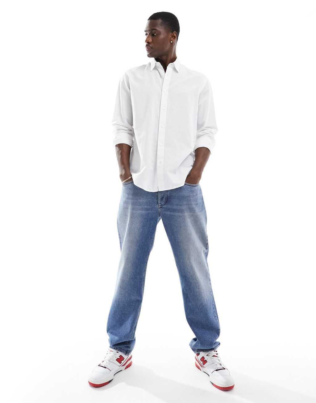 Selected Homme long sleeve linen mix shirt in white  Product Image
